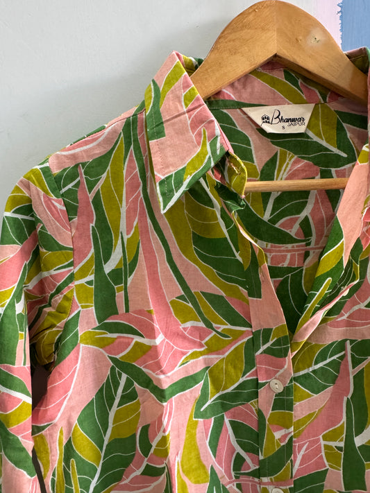 Blush Tropical Shirt | Women's Handblocked Printed Shirts