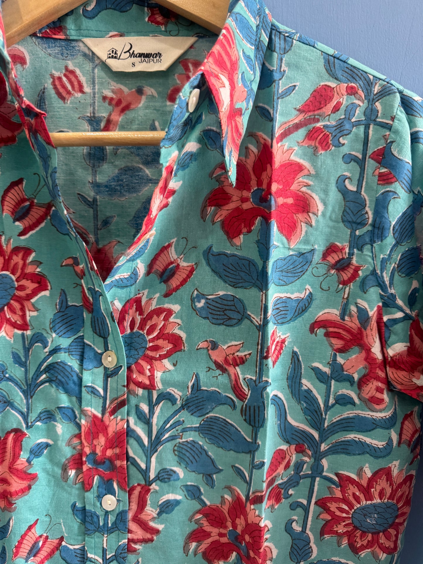 Indigo Blossom Trail Shirt | Women's Handblocked Printed Shirts