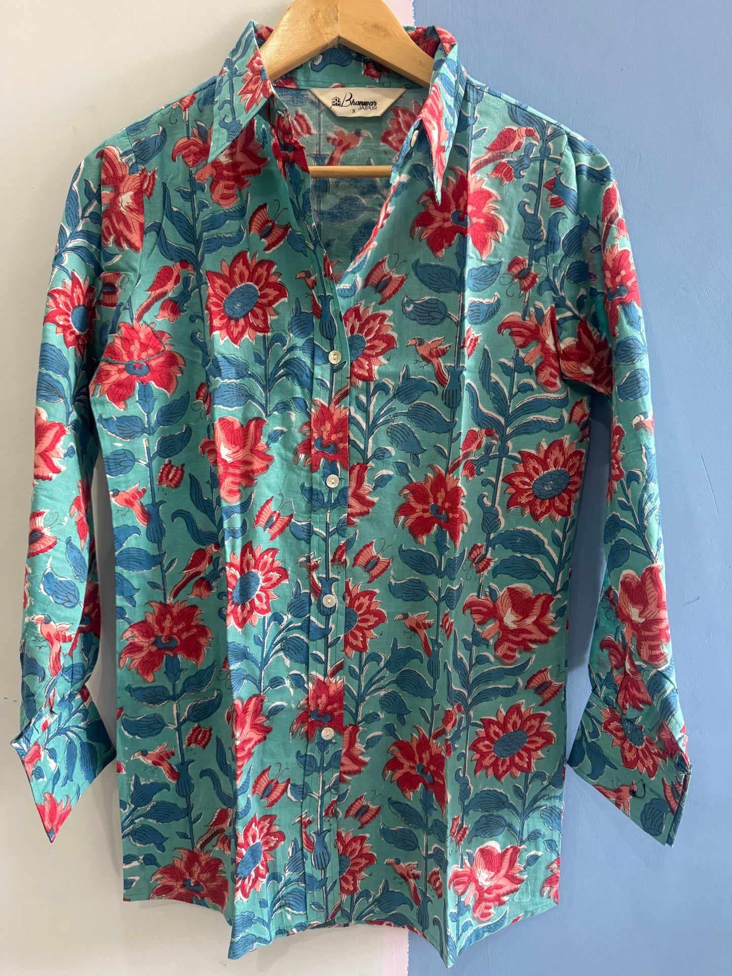 Indigo Blossom Trail Shirt | Women's Handblocked Printed Shirts