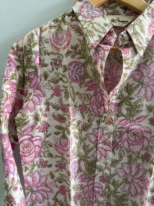 Ivory Rosette Trail Shirt | Women's Handblocked Shirt