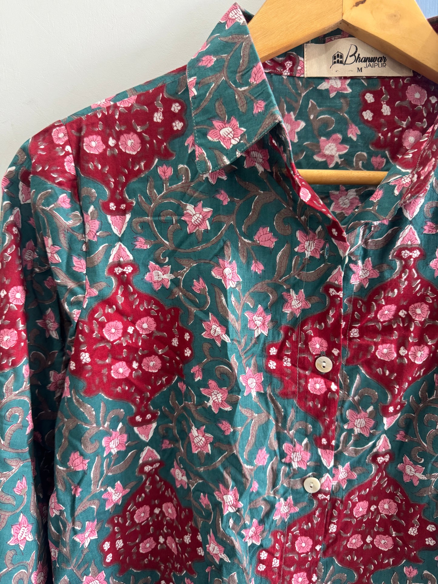 Emerald Gulnaar Shirt | Women's Handblocked Cotton Shirts