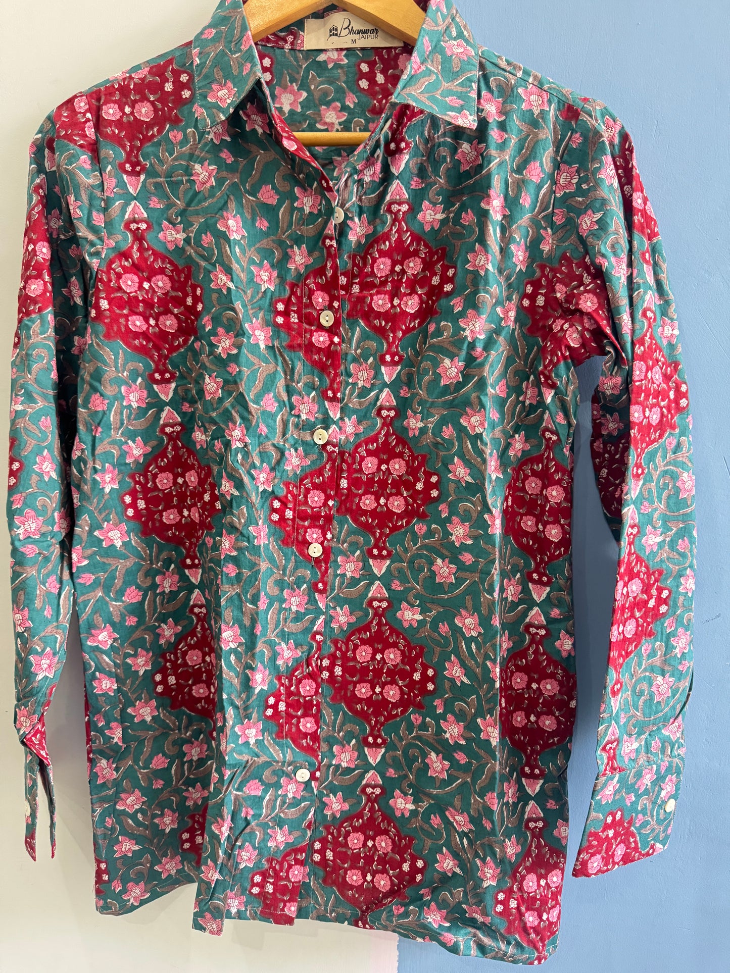 Emerald Gulnaar Shirt | Women's Handblocked Cotton Shirts