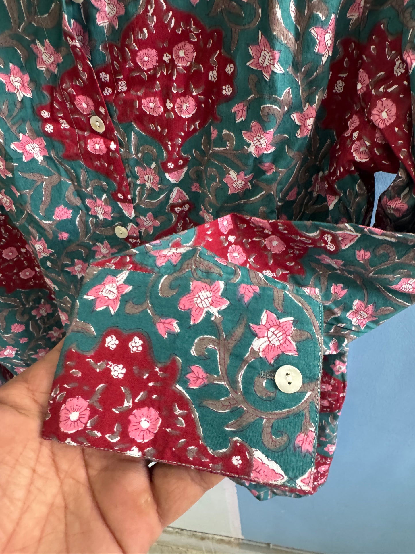 Emerald Gulnaar Shirt | Women's Handblocked Cotton Shirts