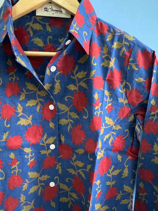 Indigo Gulnaar Shirt | Womens Handblocked Printed Shirts