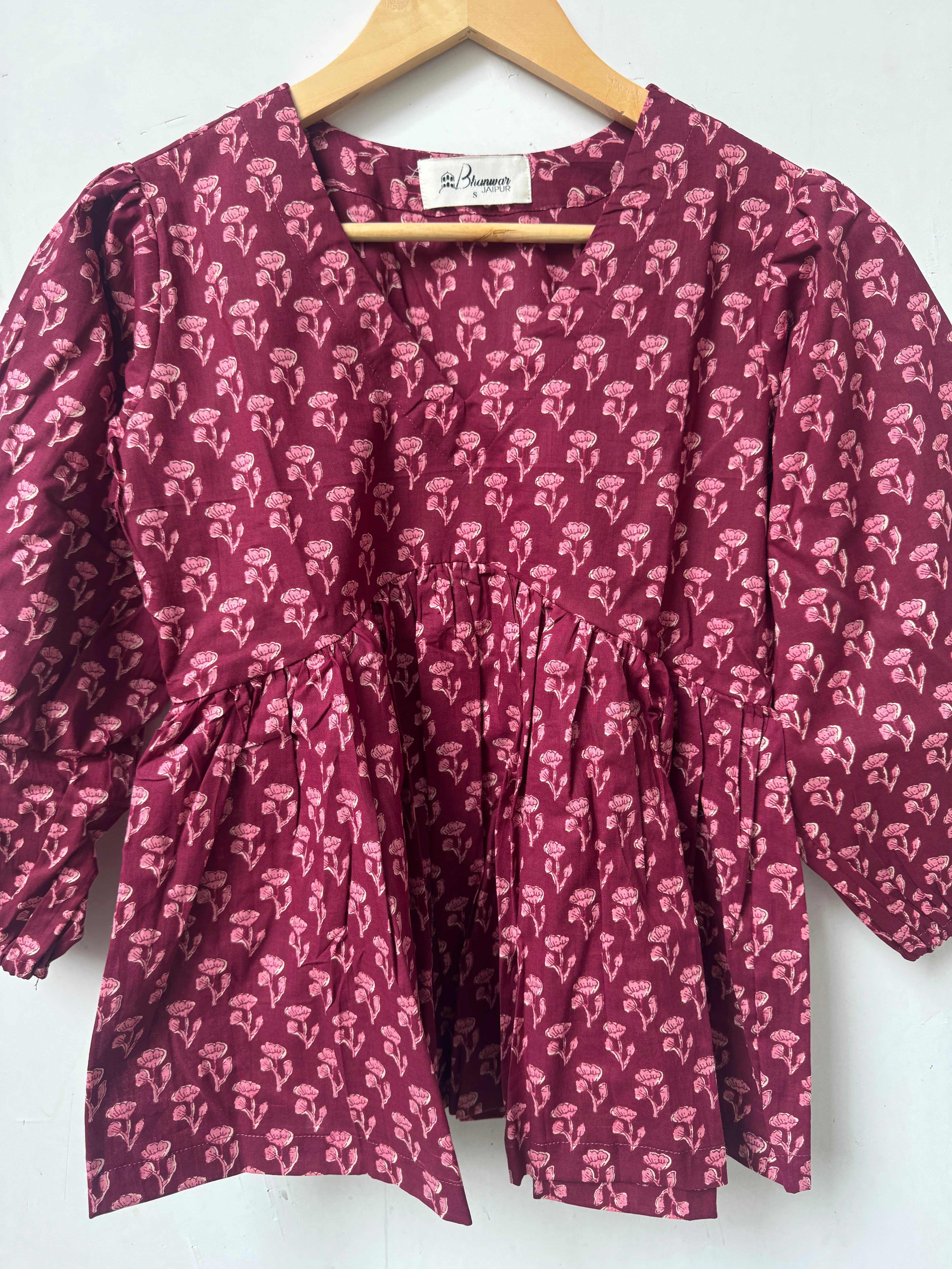 Wine Buti Bloom Top | Premium Women's Peplum Tops