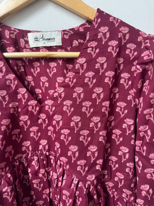 Wine Buti Bloom Top | Premium Women's Peplum Tops