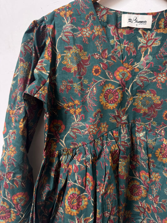 Teal Mehfil Bloom Top | Premium Women's Peplum Tops