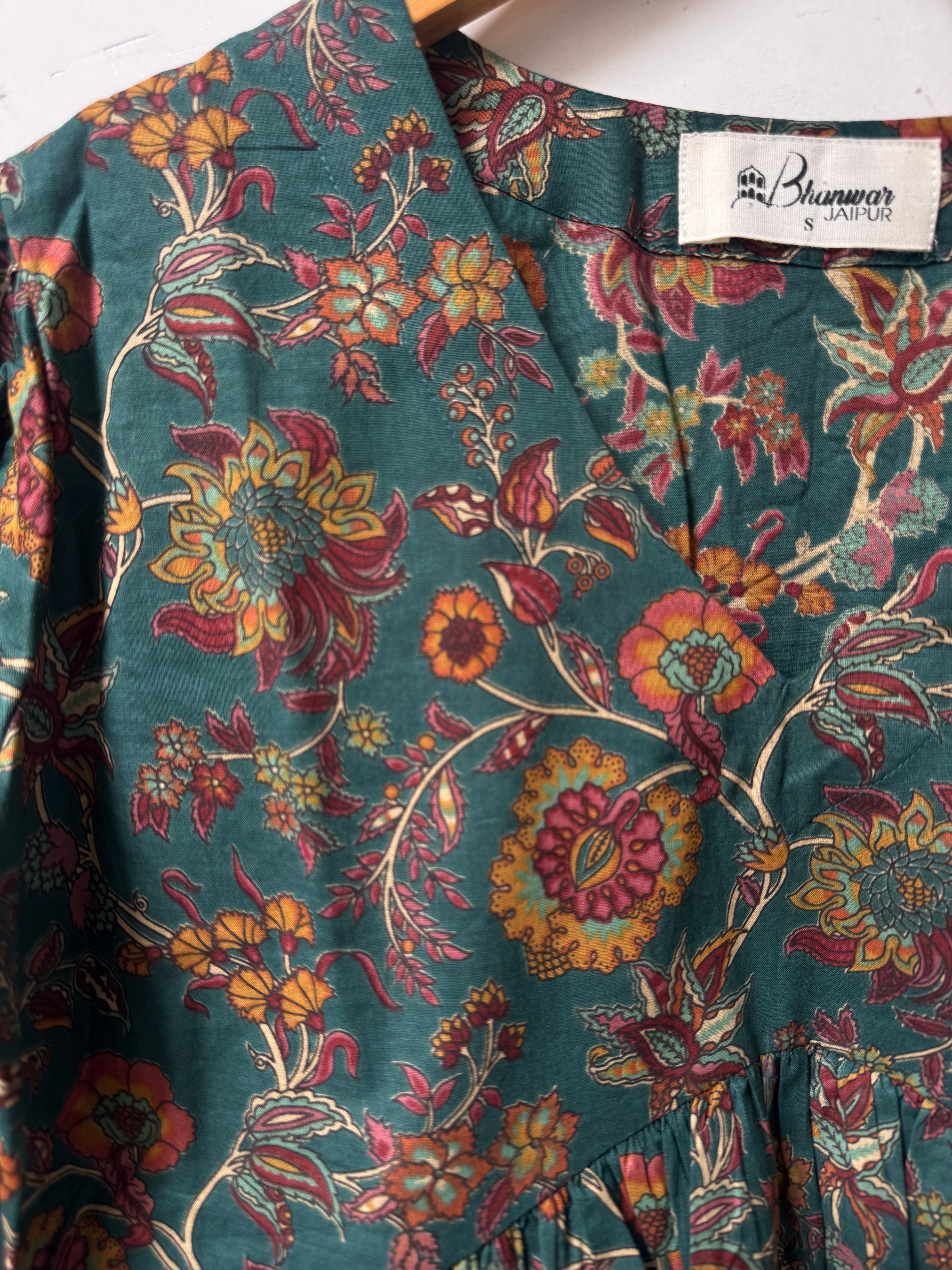 Teal Mehfil Bloom Top | Premium Women's Peplum Tops