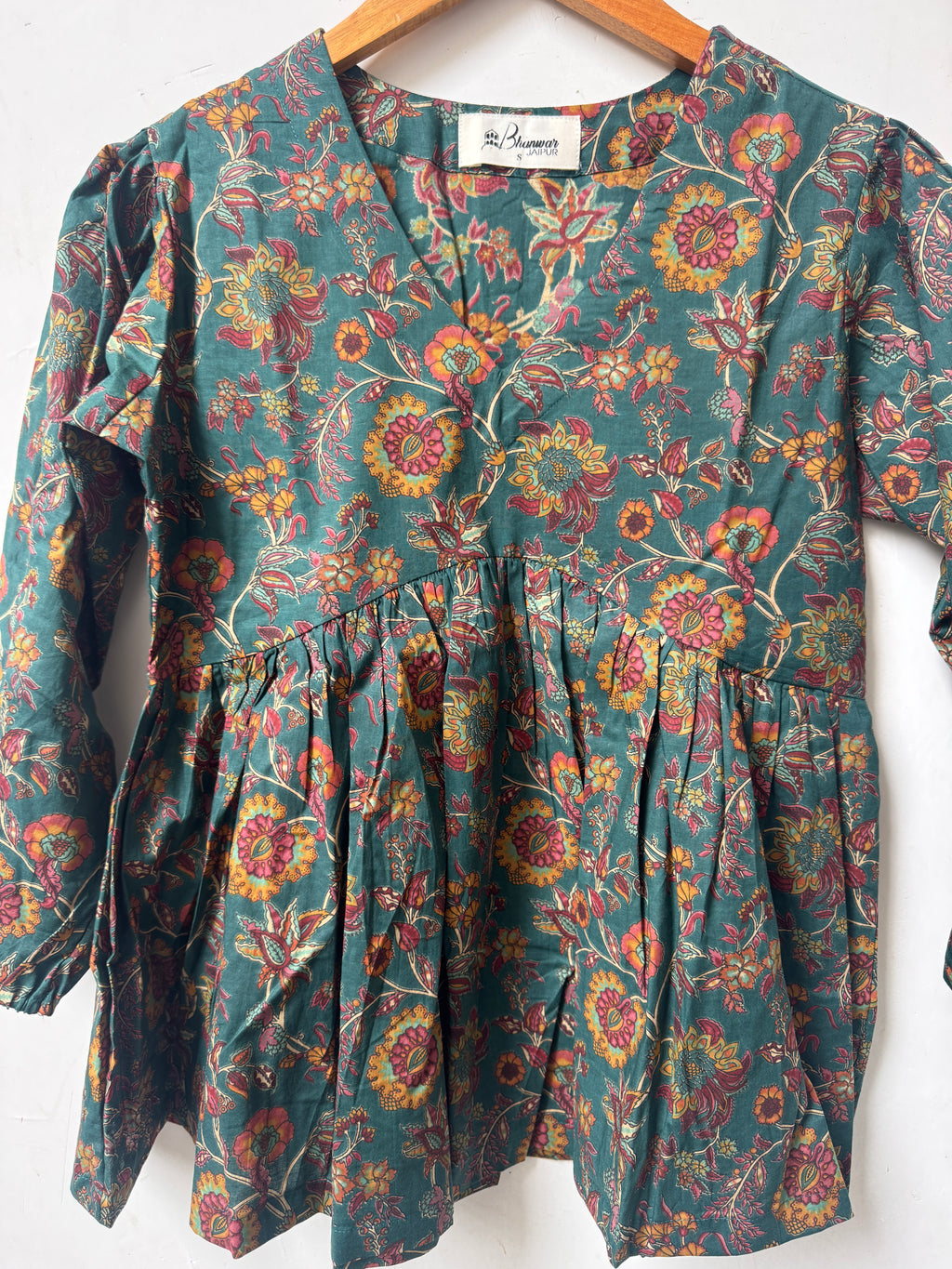 Teal Mehfil Bloom Top | Premium Women's Peplum Tops