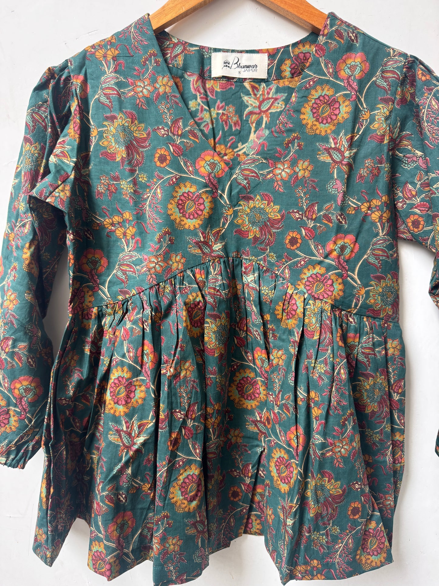 Teal Mehfil Bloom Top | Premium Women's Peplum Tops