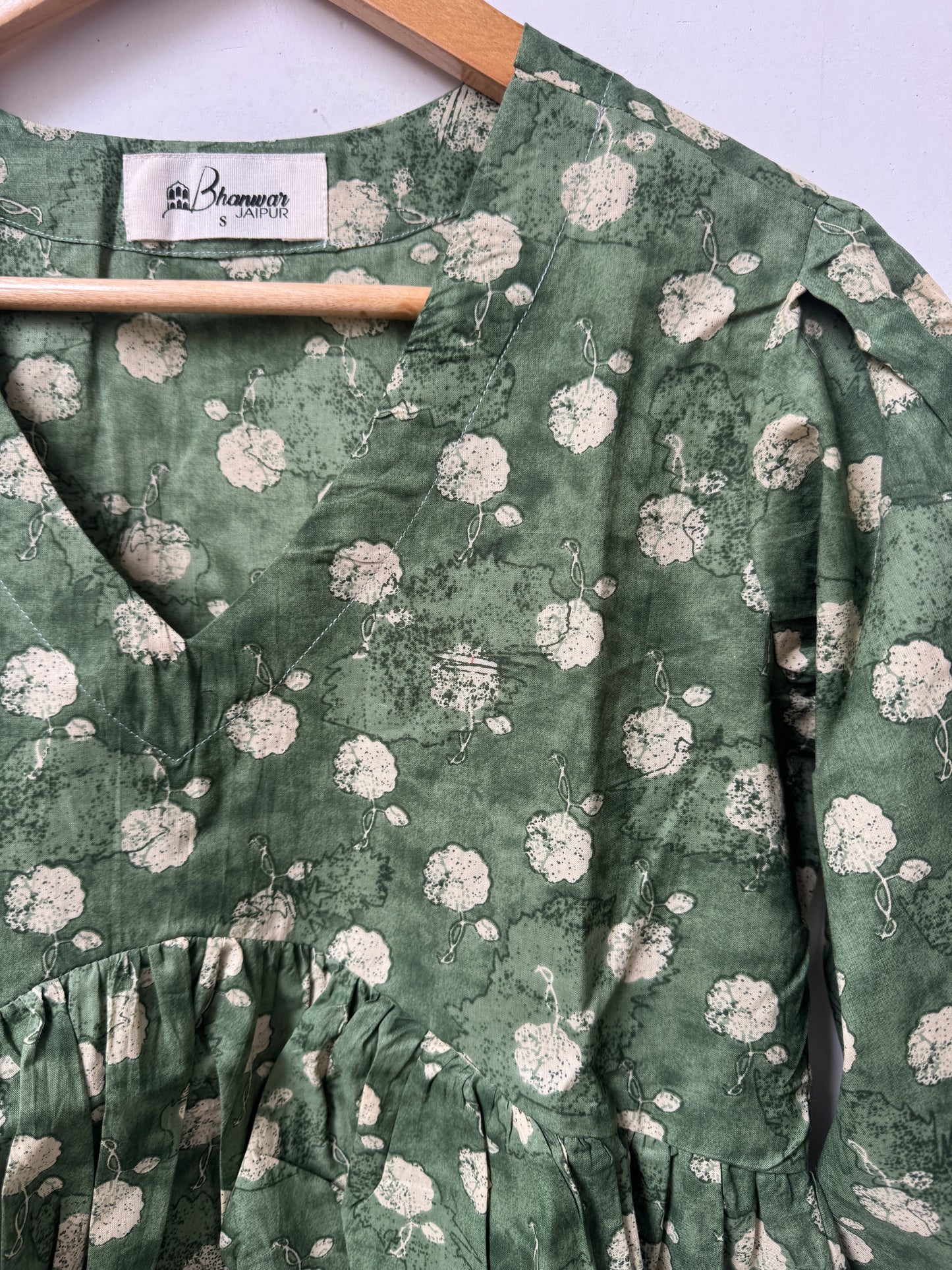 Earthy Sage Bloom Top | Premium Women's Peplum Tops