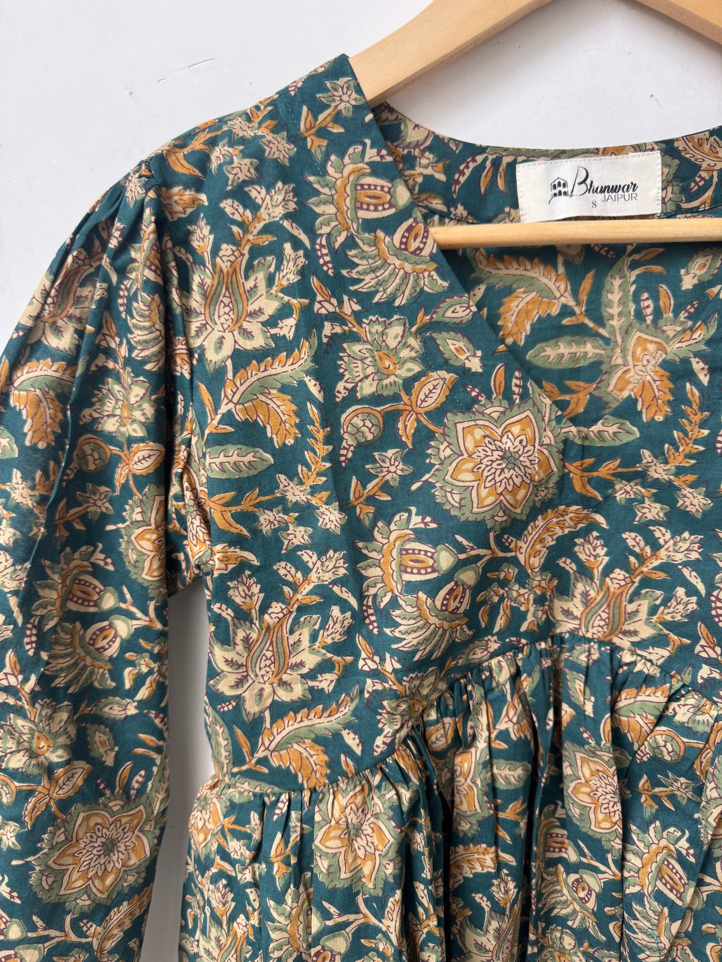 Teal Vintage Bloom Top | Premium Women's Peplum Tops