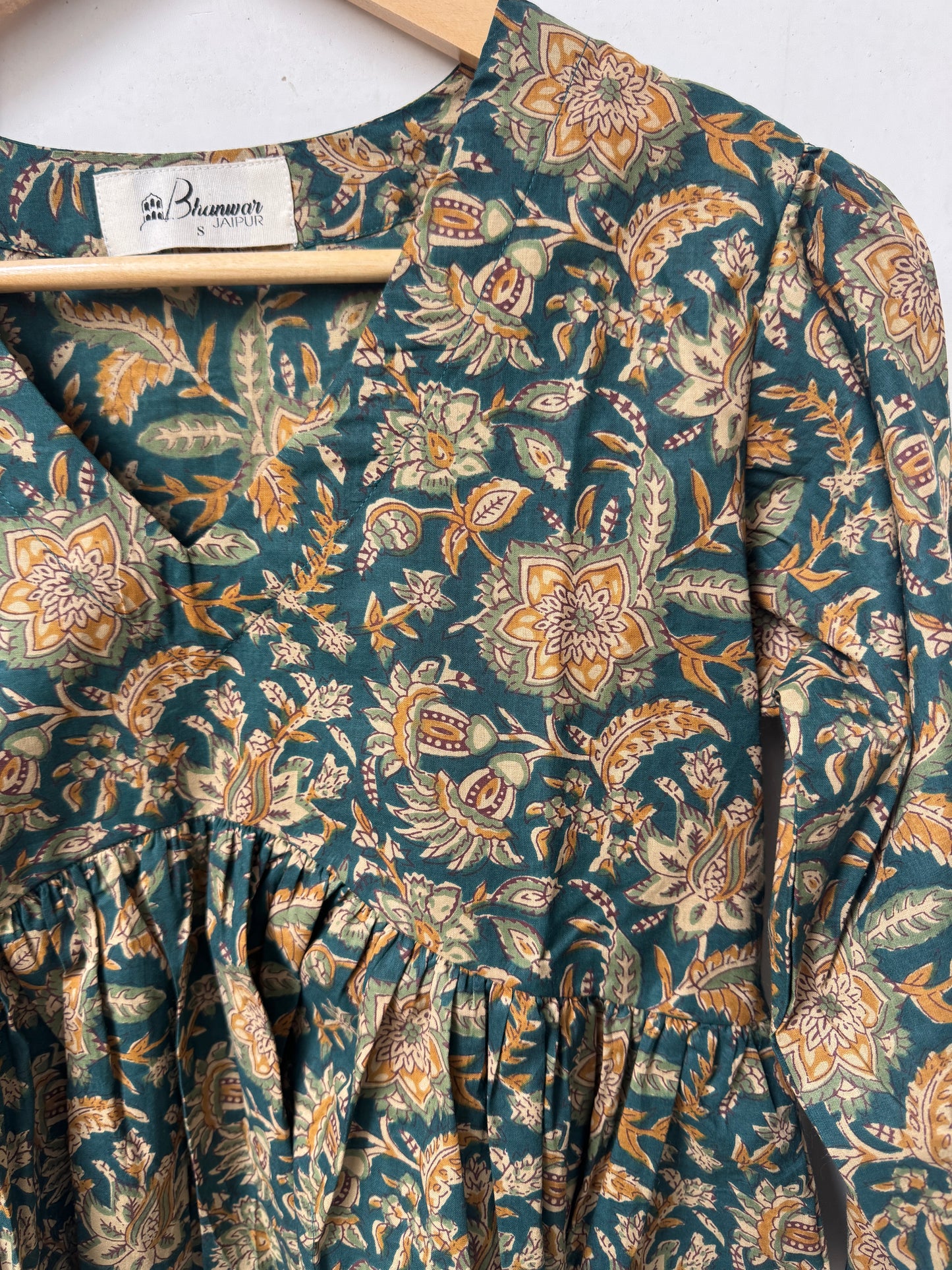Teal Vintage Bloom Top | Premium Women's Peplum Tops
