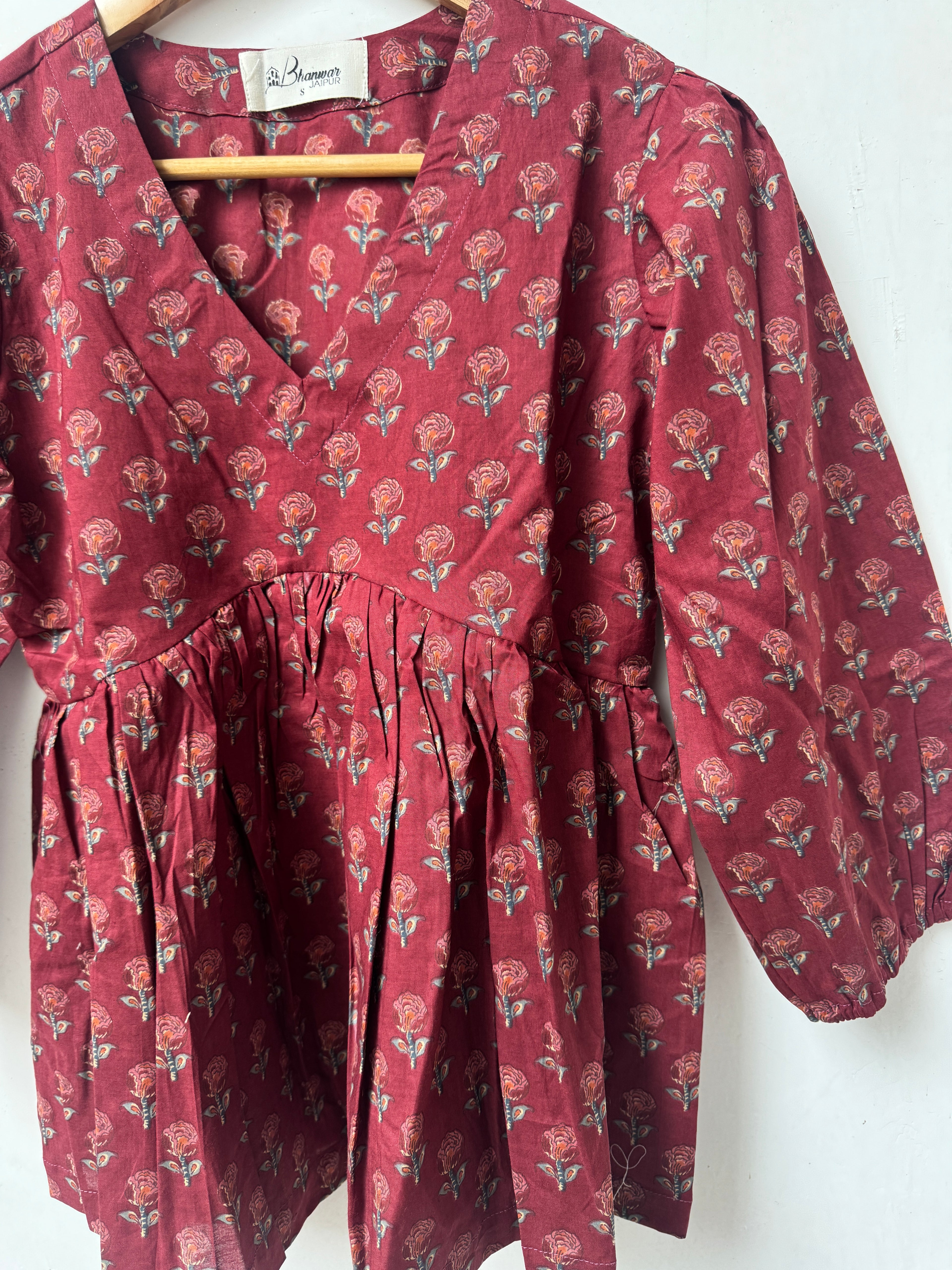 Rust Rose Garden Top | Premium Women's Peplum Tops