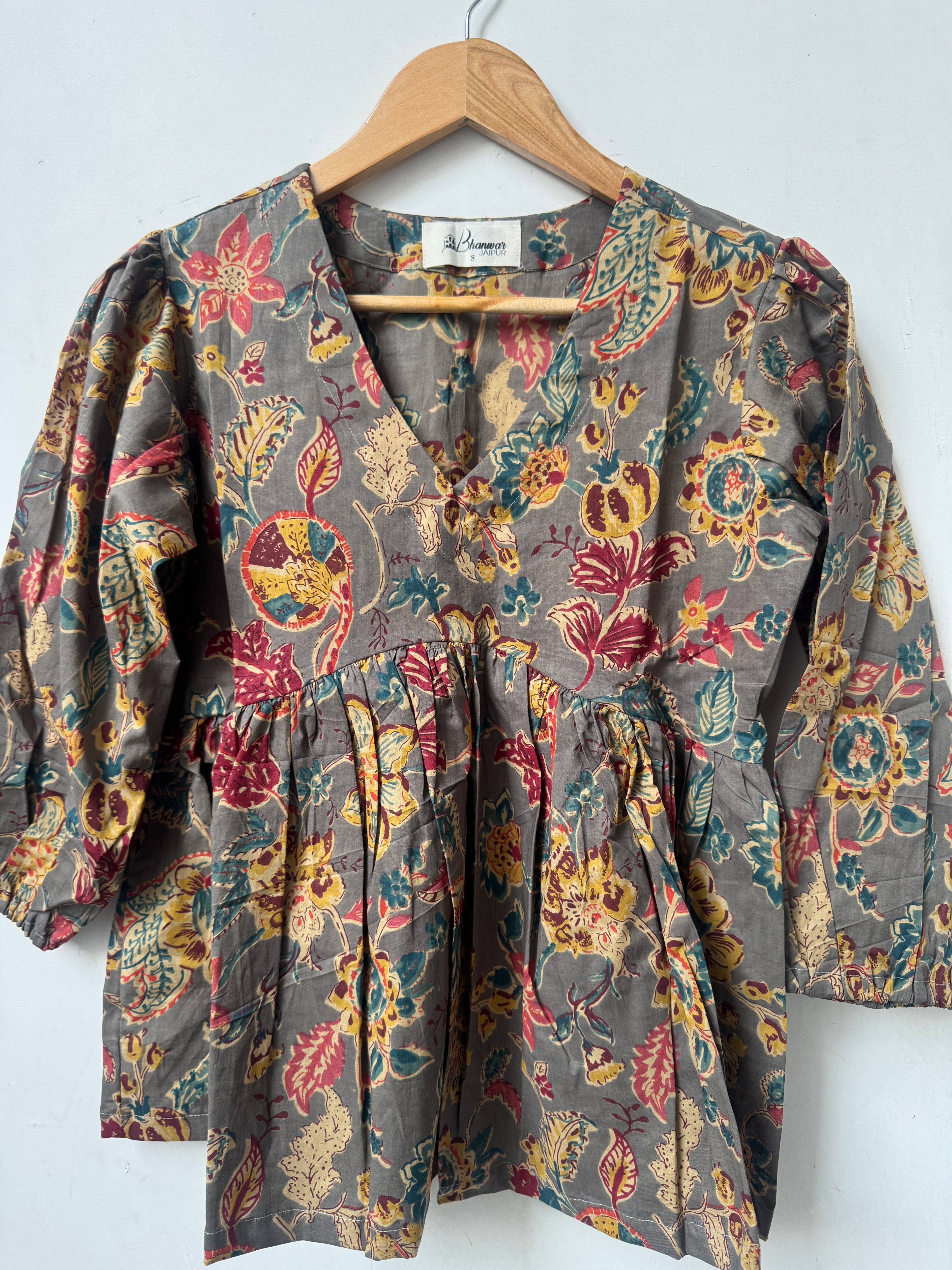 Smoky Garden Bloom Top | Premium Women's Peplum Tops
