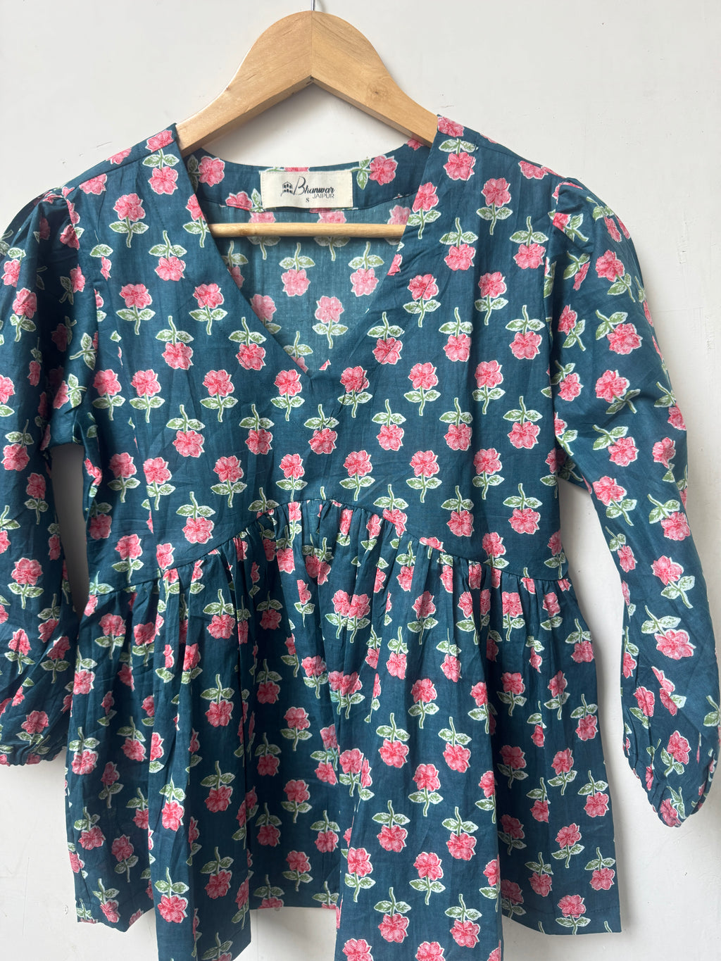Gulabi Teal Top | Premium Women's Cotton Peplum Tops