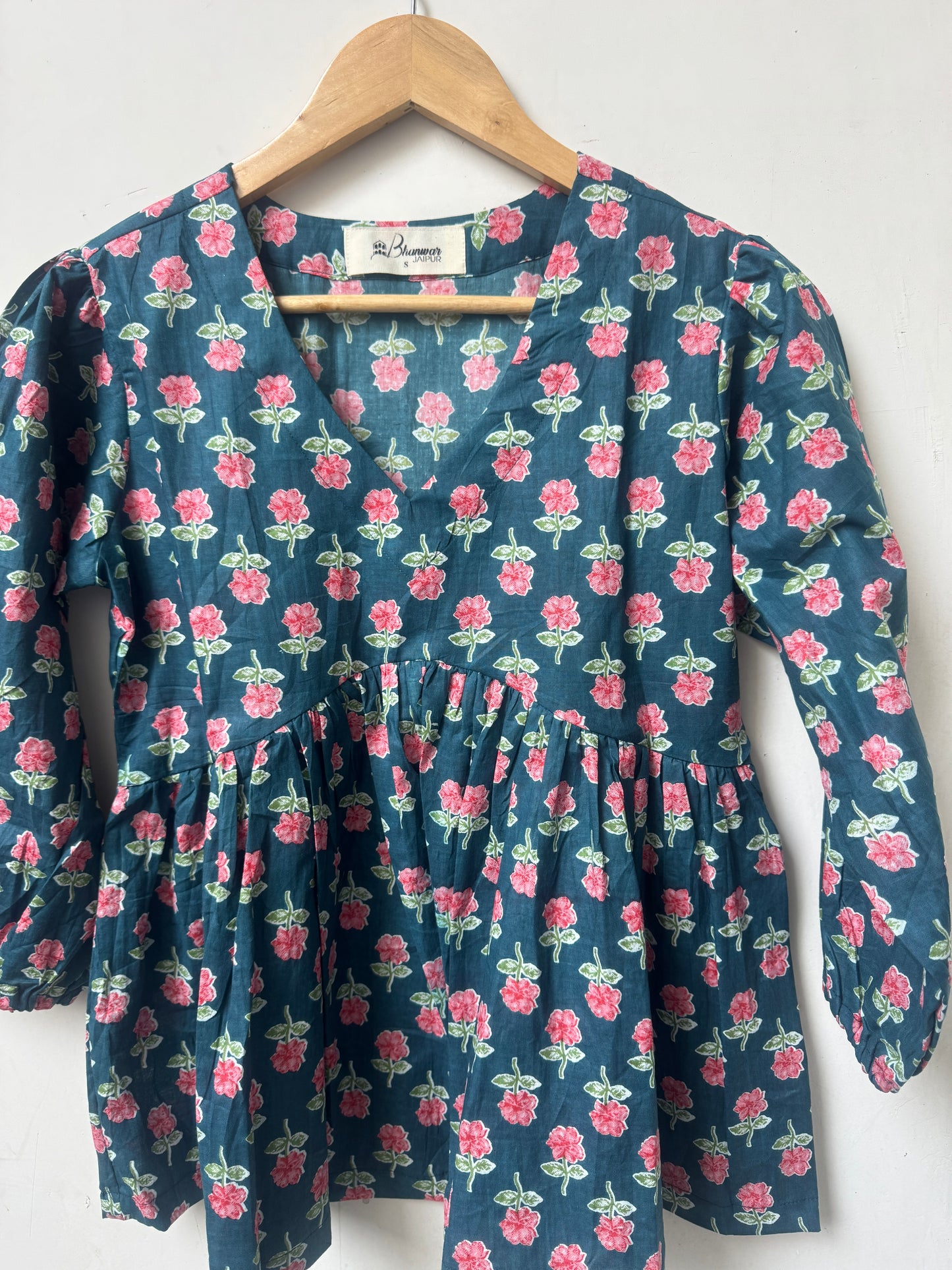 Gulabi Teal Top | Premium Women's Cotton Peplum Tops