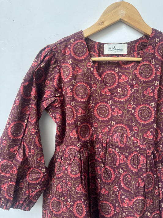 Garnet Gulzar Top | Premium Women's Cotton Peplum Tops