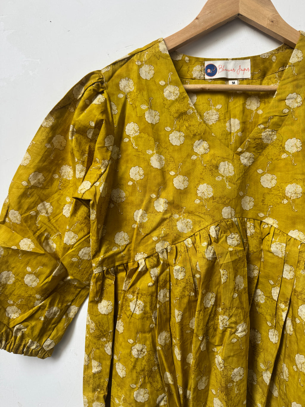 Ochre Bloom Top | Premium Women's Cotton Peplum Tops