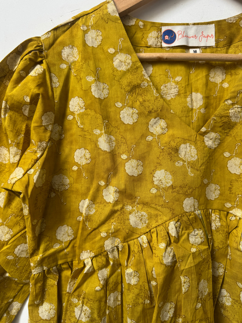 Ochre Bloom Top | Premium Women's Cotton Peplum Tops