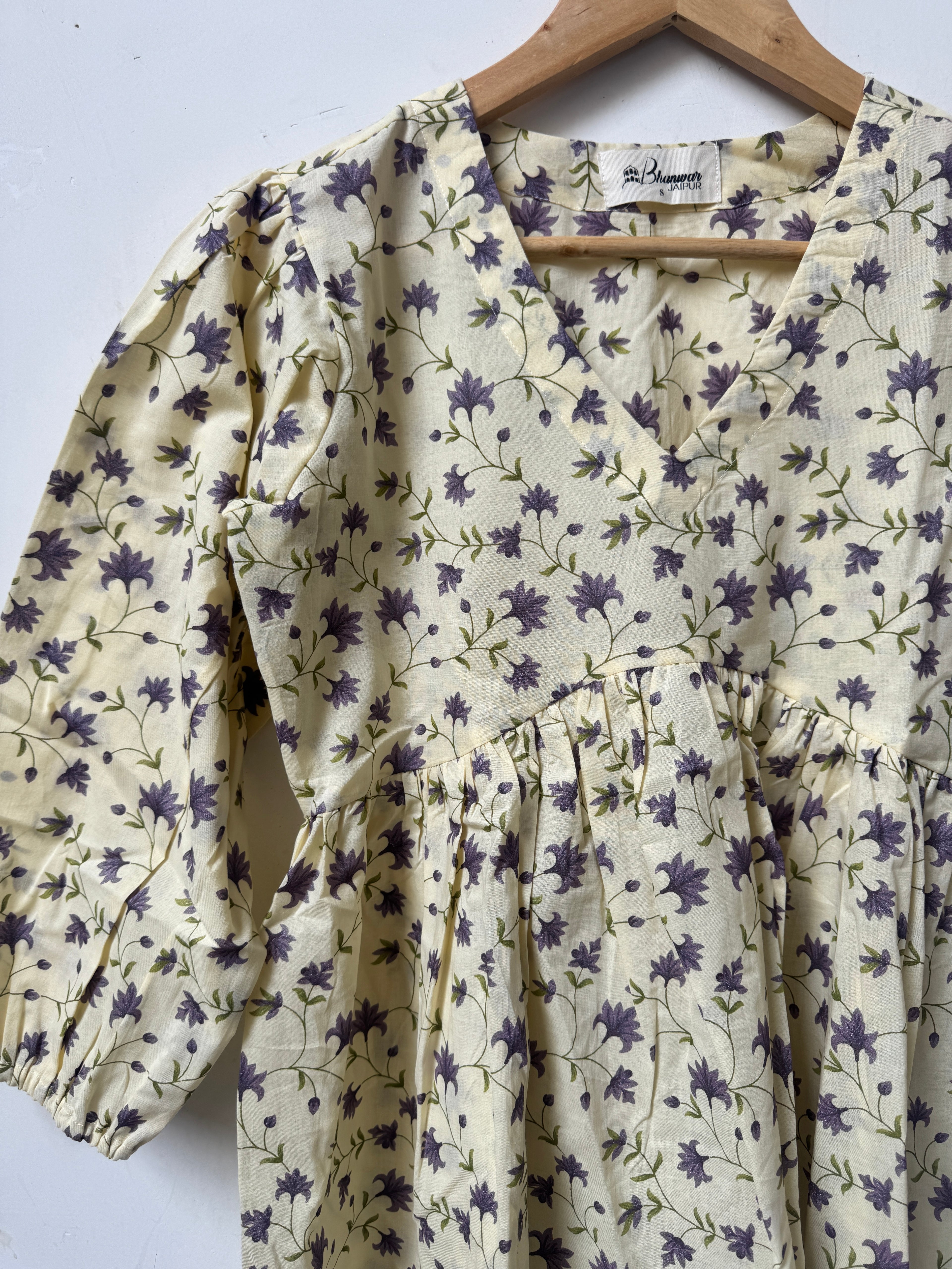 Muted Bloom Top | Premium Women's Cotton Peplum Tops