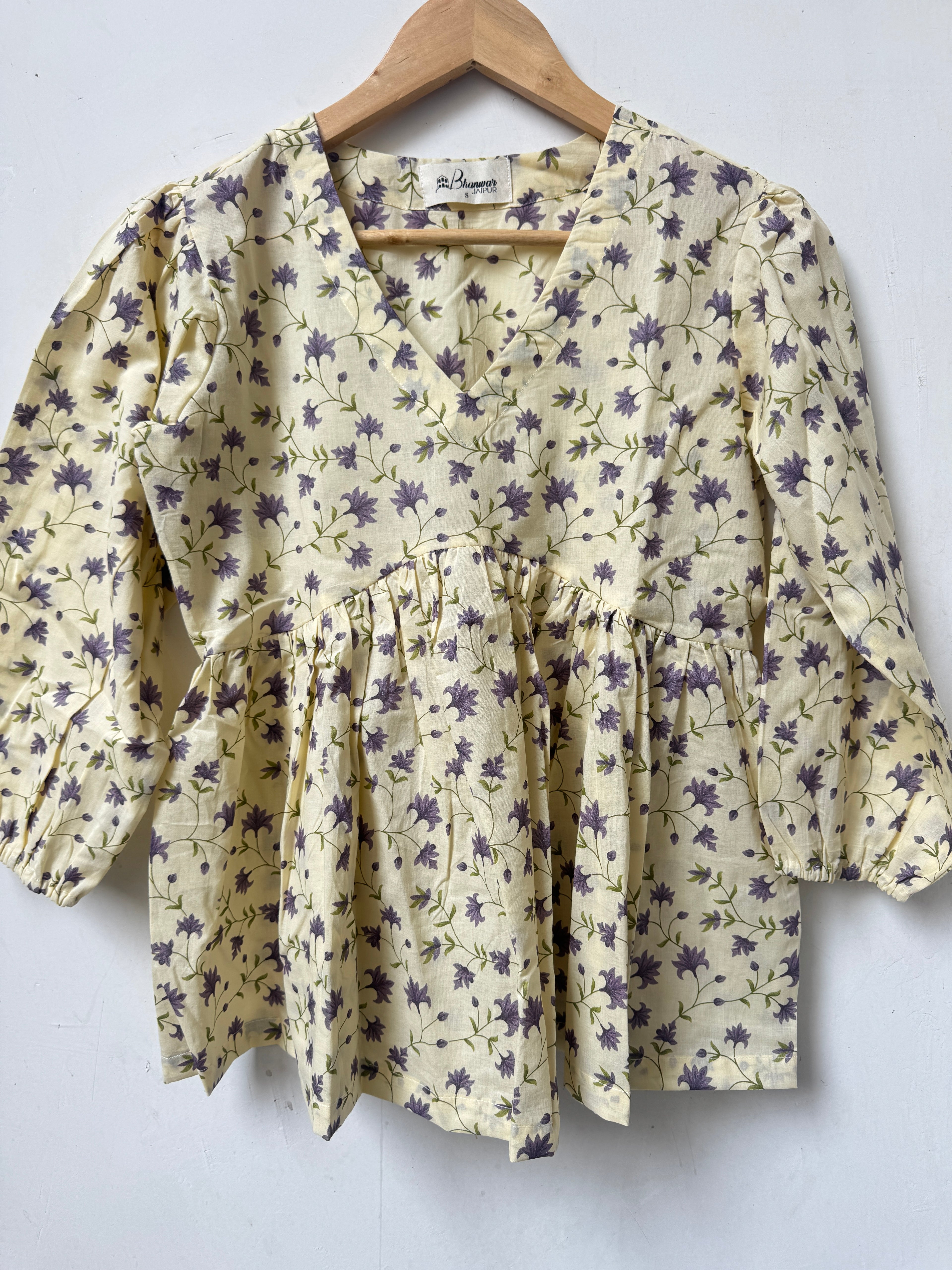 Muted Bloom Top | Premium Women's Cotton Peplum Tops