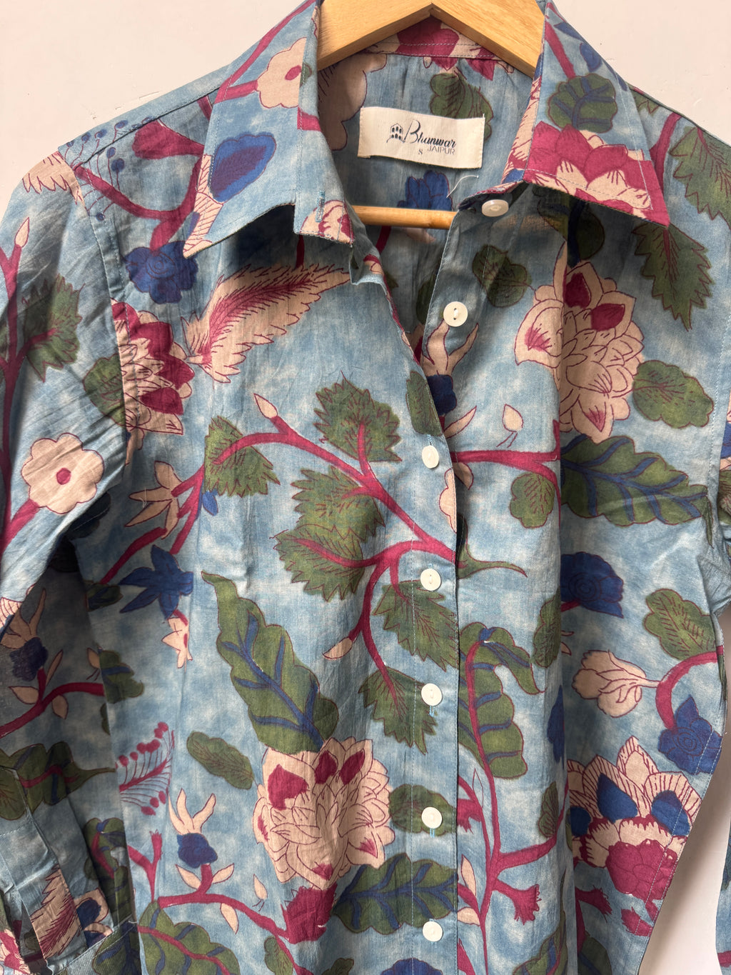 Indigo Flora | Womens Pure Cotton Printed Shirts | Straight Fit