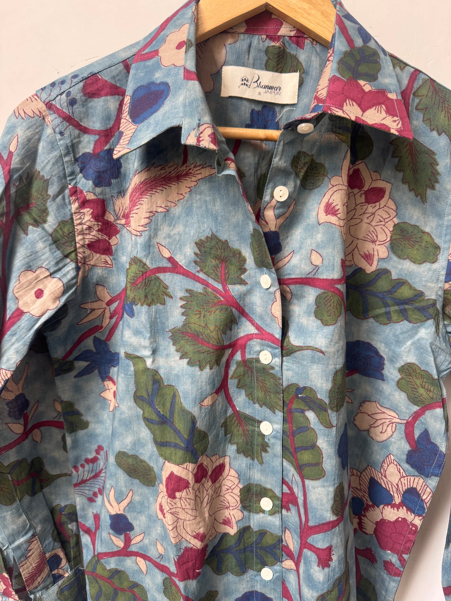 Indigo Flora | Womens Pure Cotton Printed Shirts | Straight Fit