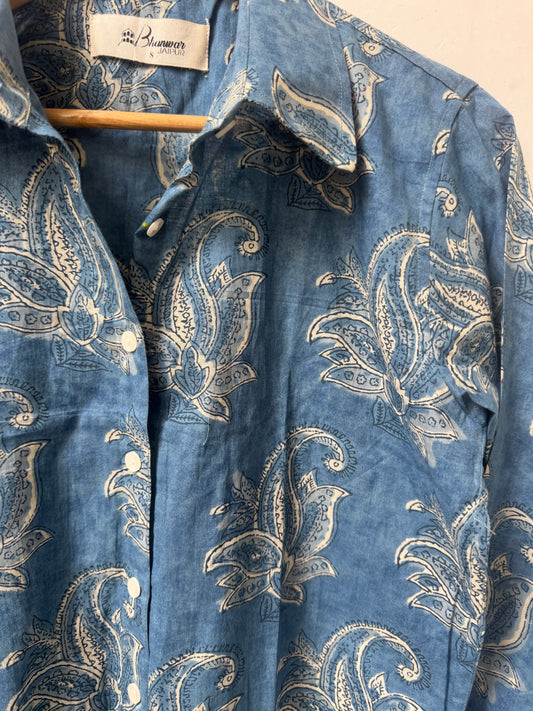 Indigo Reverie | Womens Pure Cotton Printed Shirts | Straight Fit