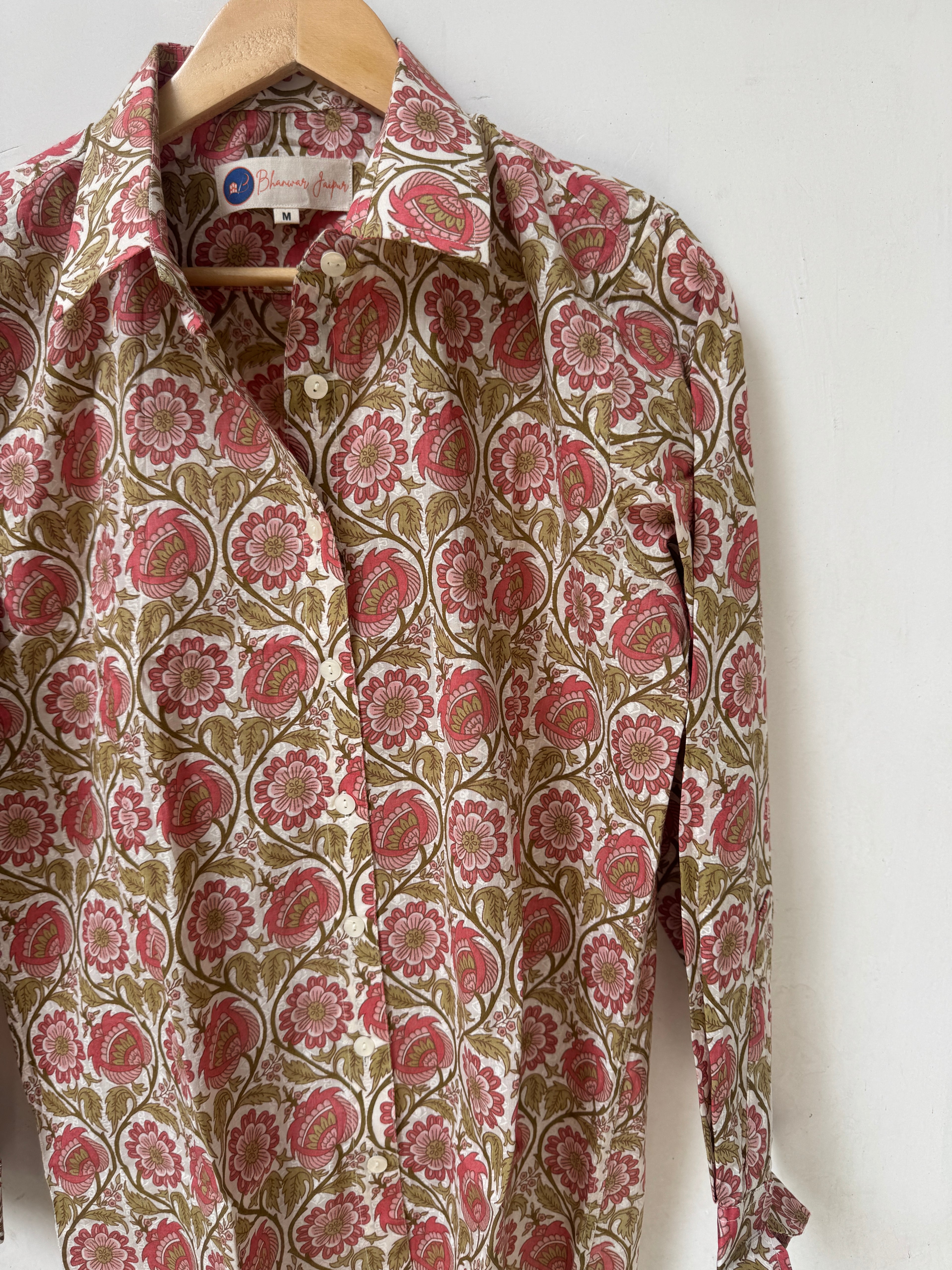 Blush Paisley Shirt | Women's Pure Cotton Printed Shirts | Straight Fit
