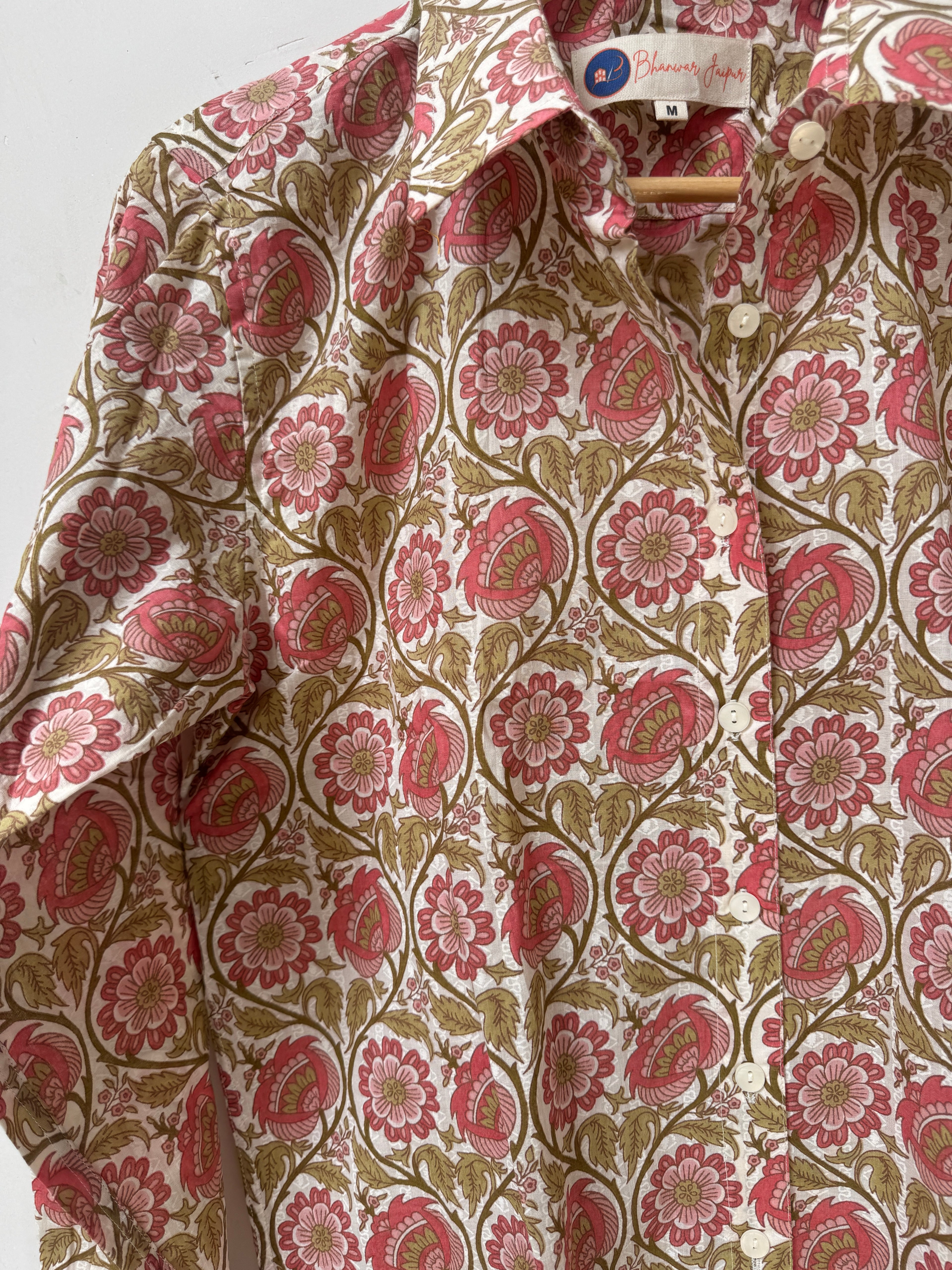 Blush Paisley Shirt | Women's Pure Cotton Printed Shirts | Straight Fit