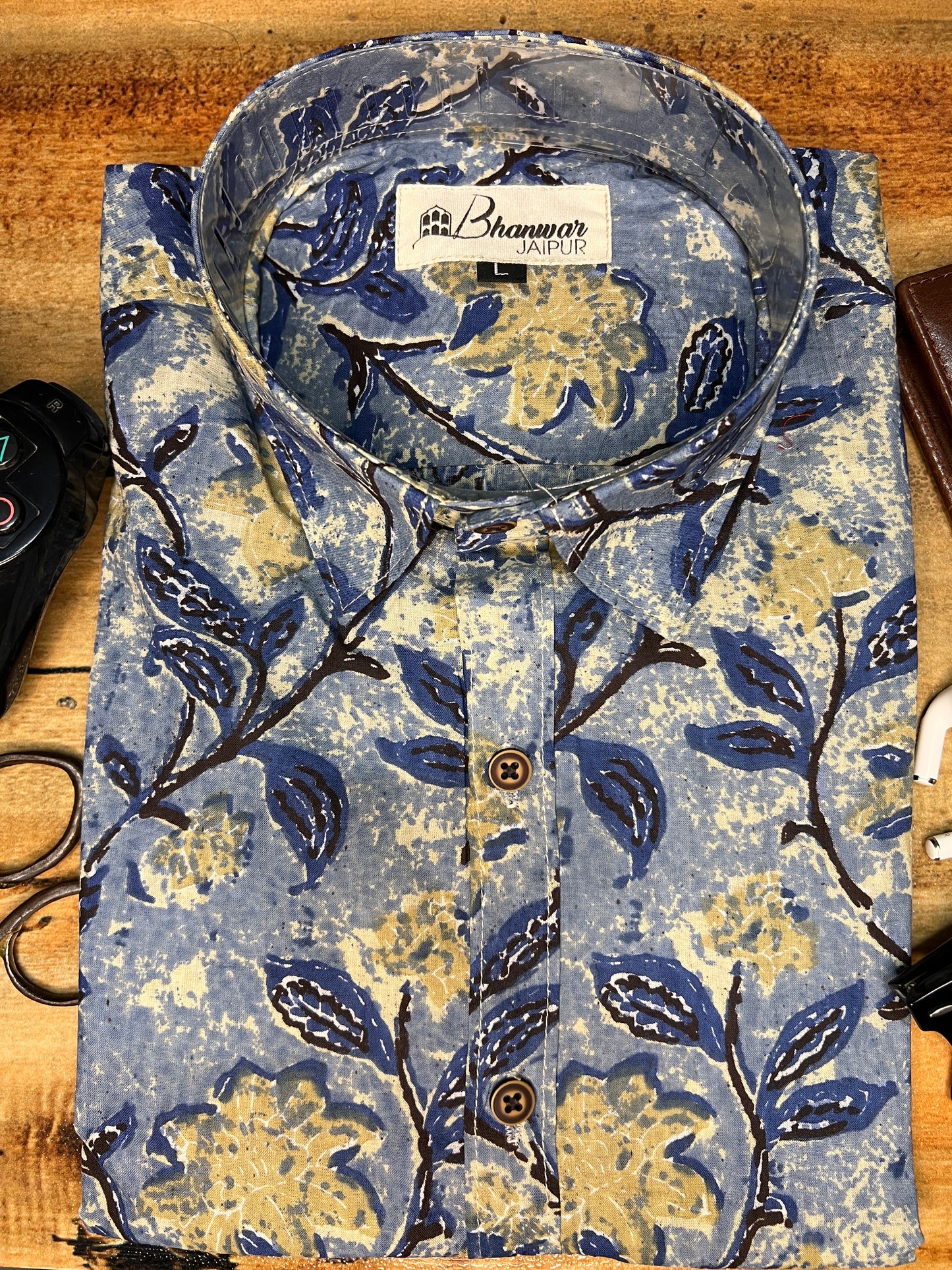 Abstract Print Vintage Style Cotton Shirt For Mens