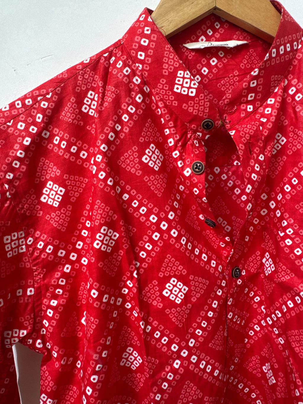 Crimson Bandhani | Premium Cotton Kurta for Men