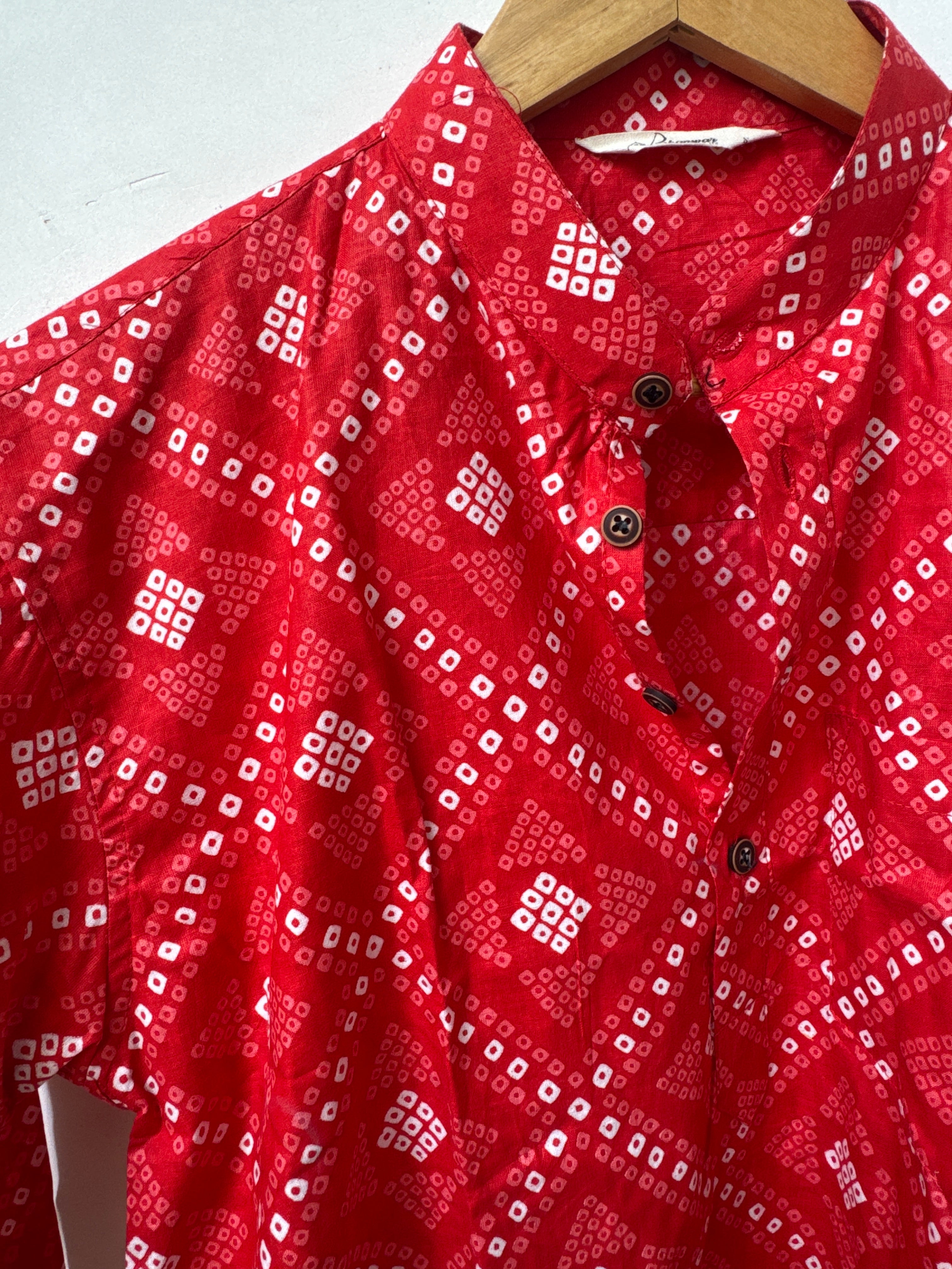 Crimson Bandhani | Premium Cotton Kurta for Men