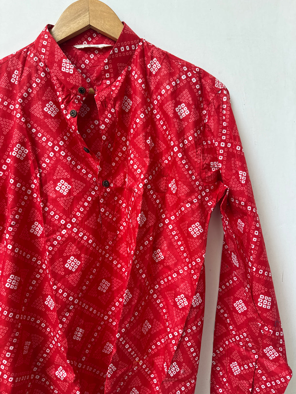 Crimson Bandhani | Premium Cotton Kurta for Men
