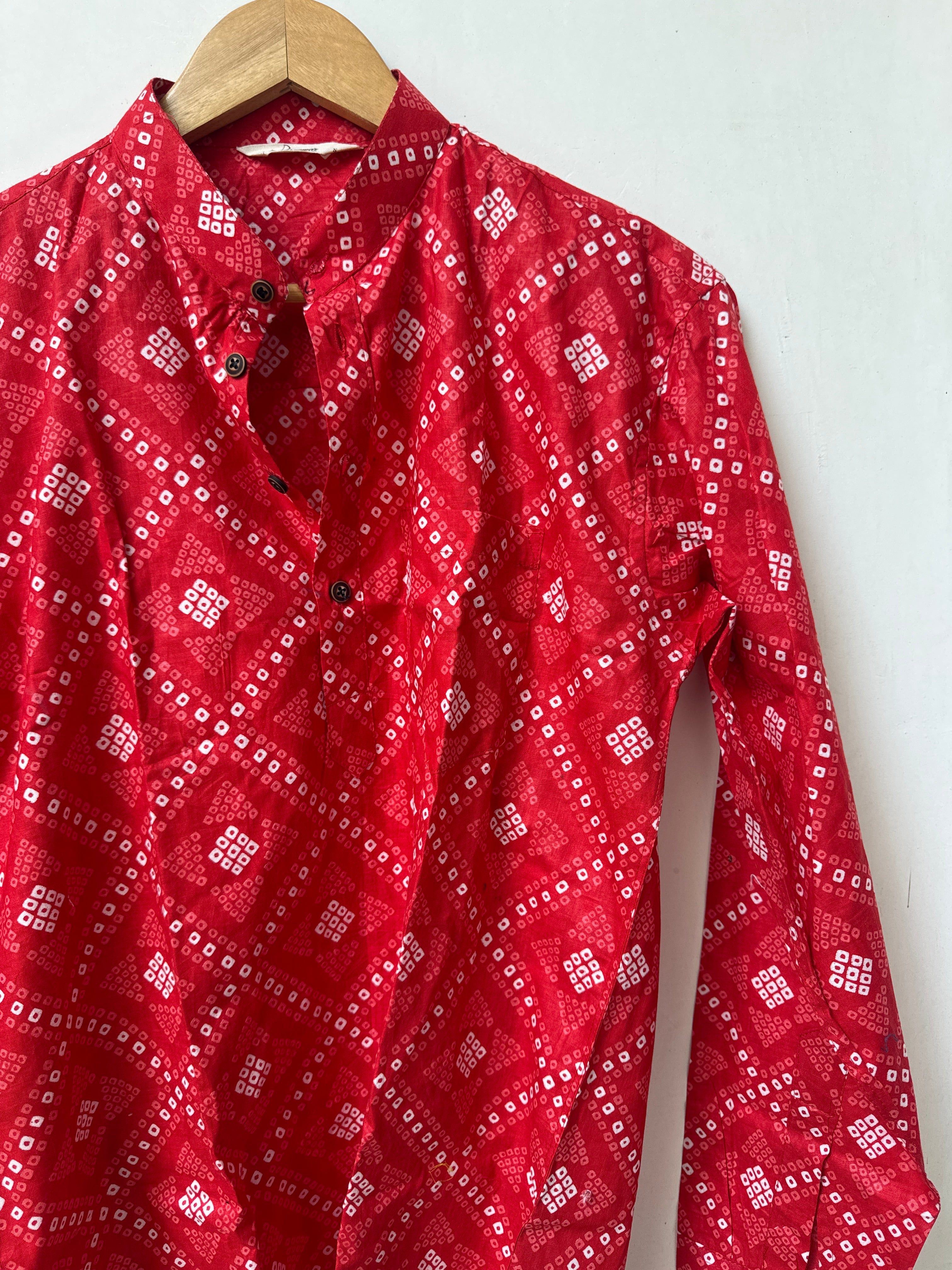 Crimson Bandhani | Premium Cotton Kurta for Men