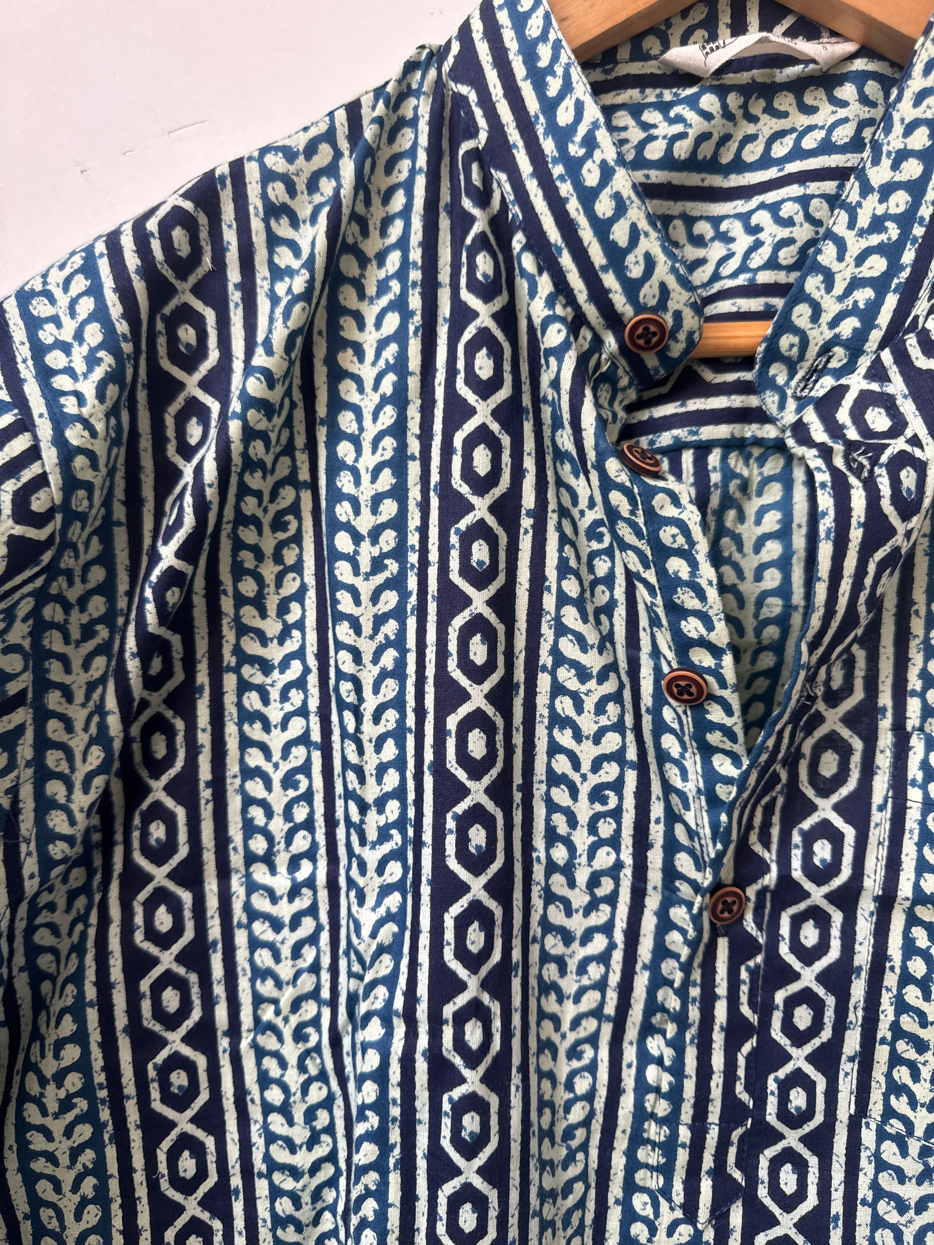 Indigo Rhythm | Premium Short Cotton Kurta for Men