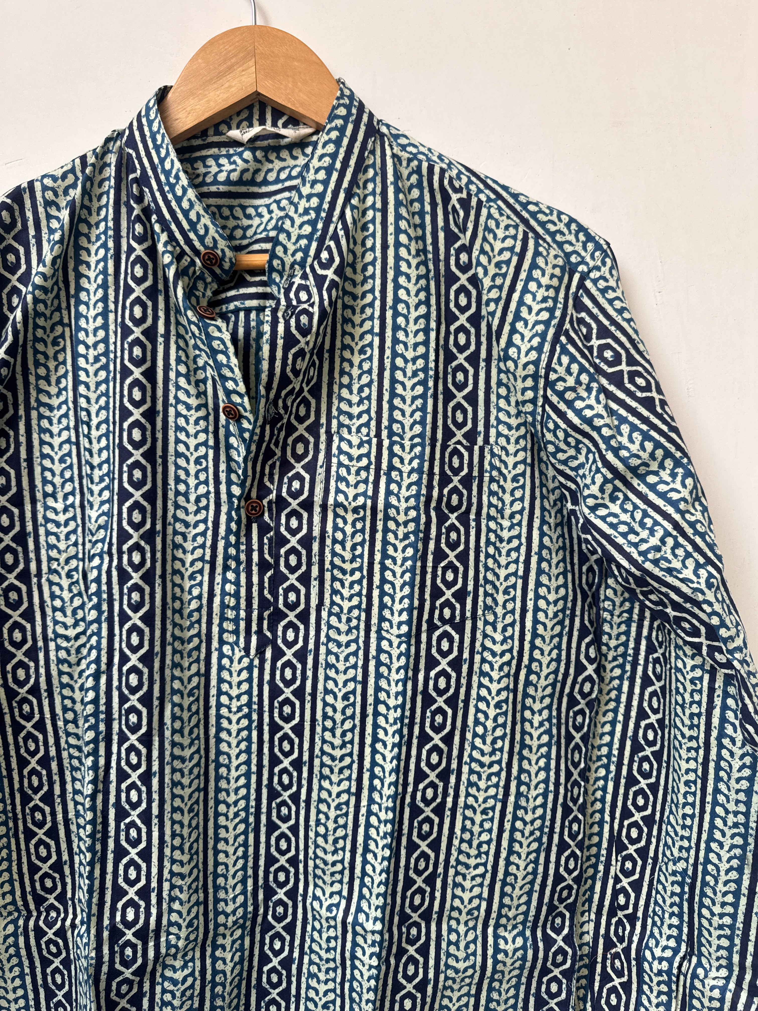 Indigo Rhythm | Premium Short Cotton Kurta for Men