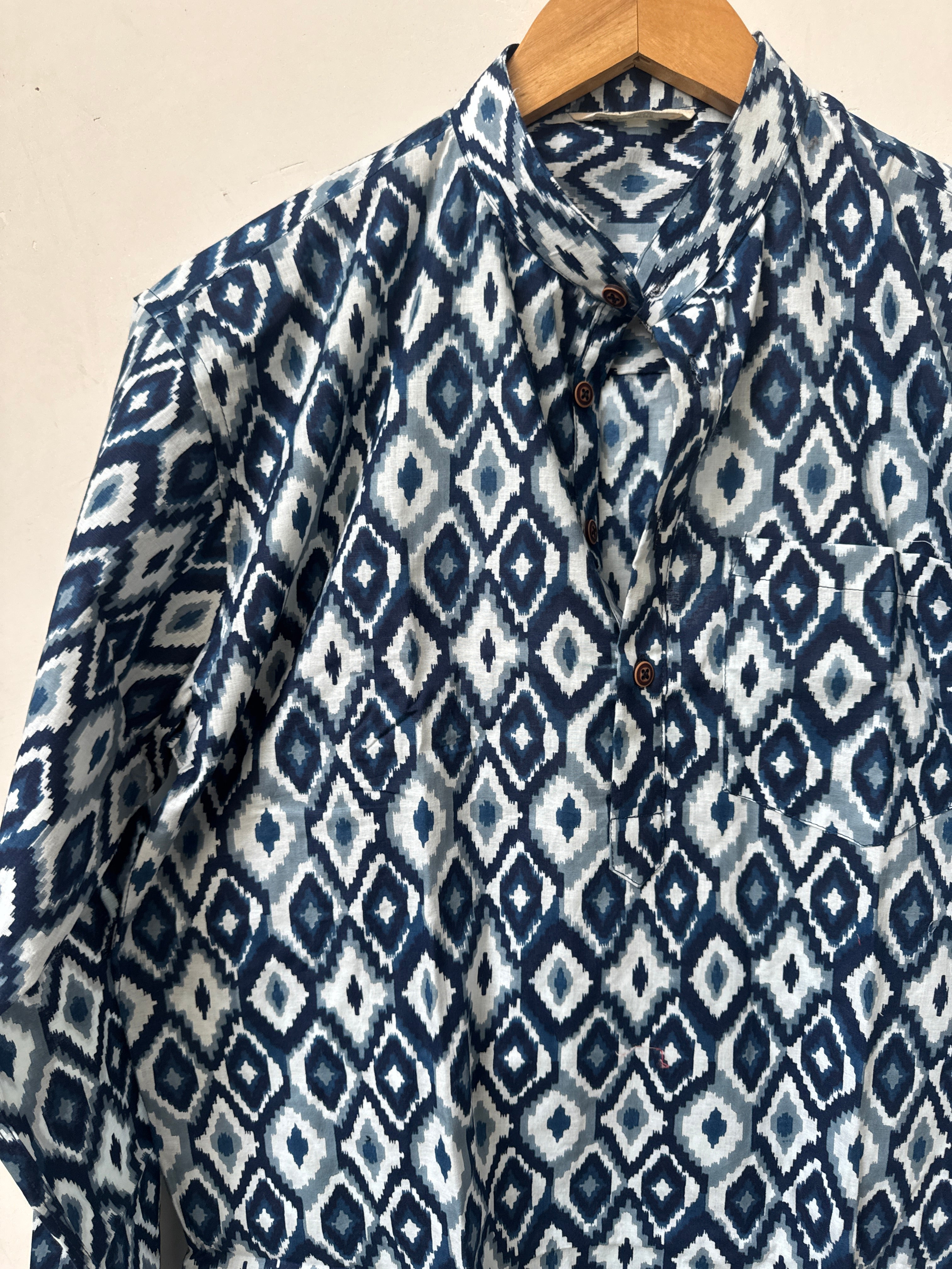 Neel Ikat | Premium Short Cotton Kurta for Men