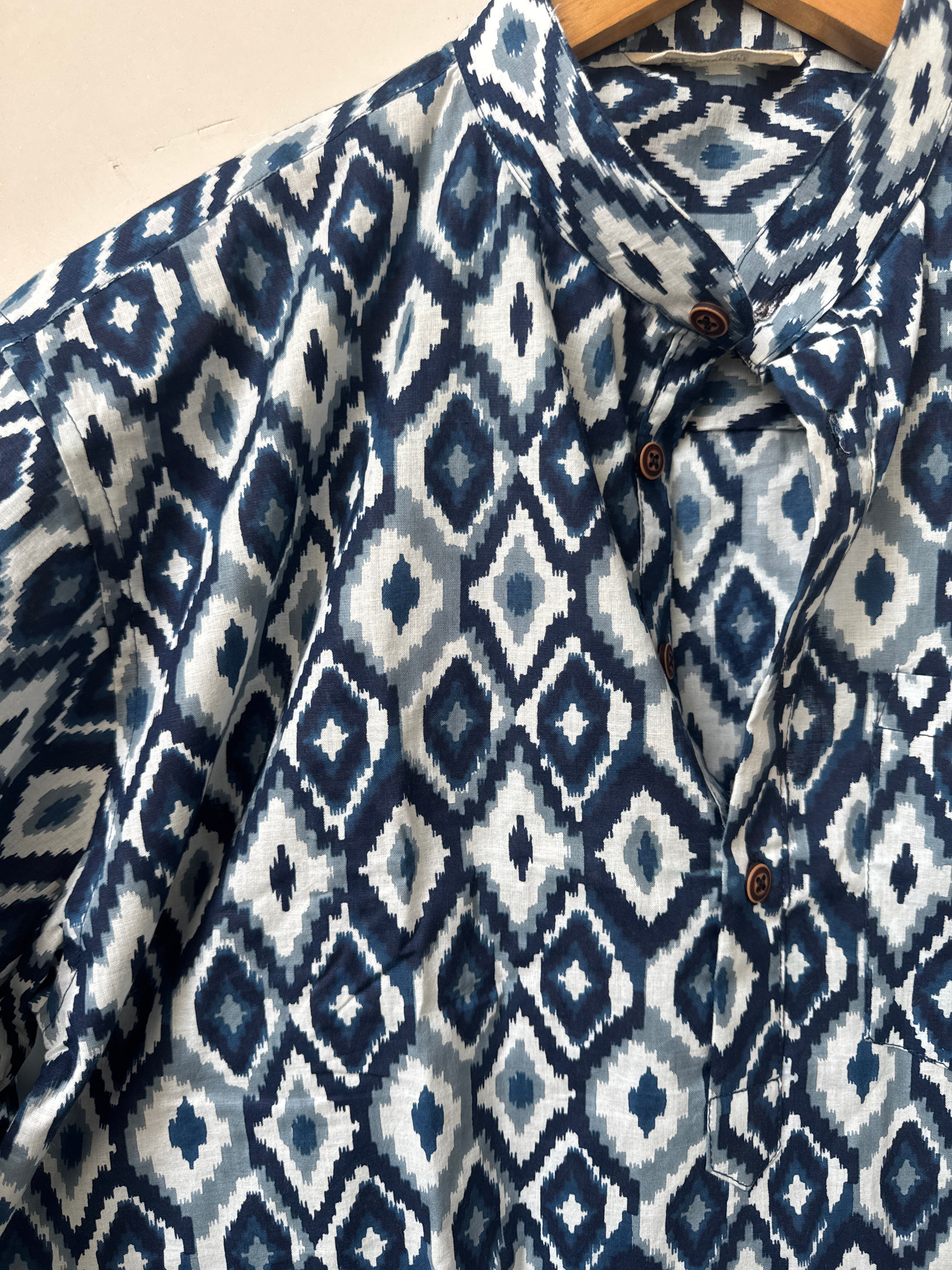 Neel Ikat | Premium Short Cotton Kurta for Men
