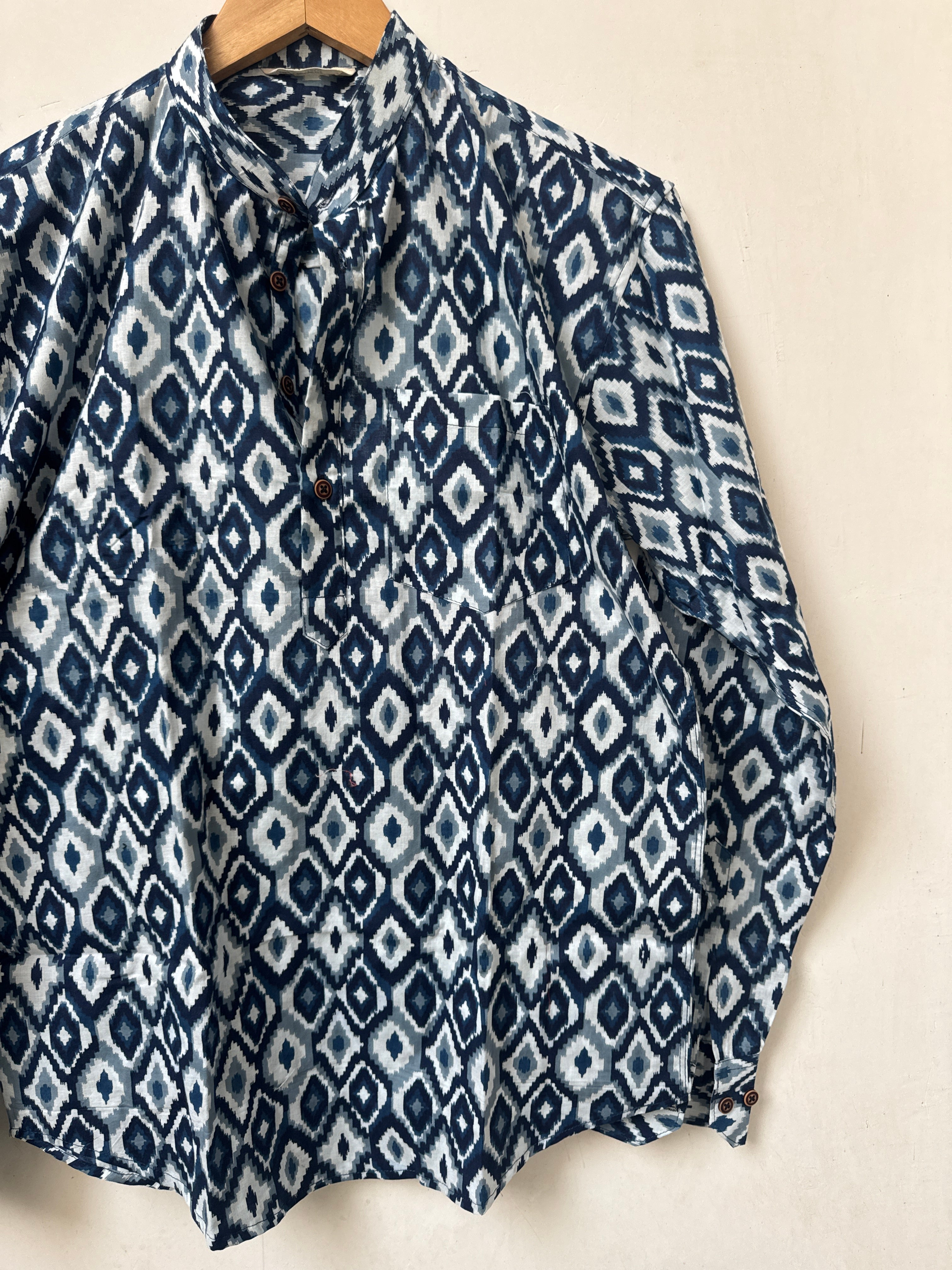 Neel Ikat | Premium Short Cotton Kurta for Men