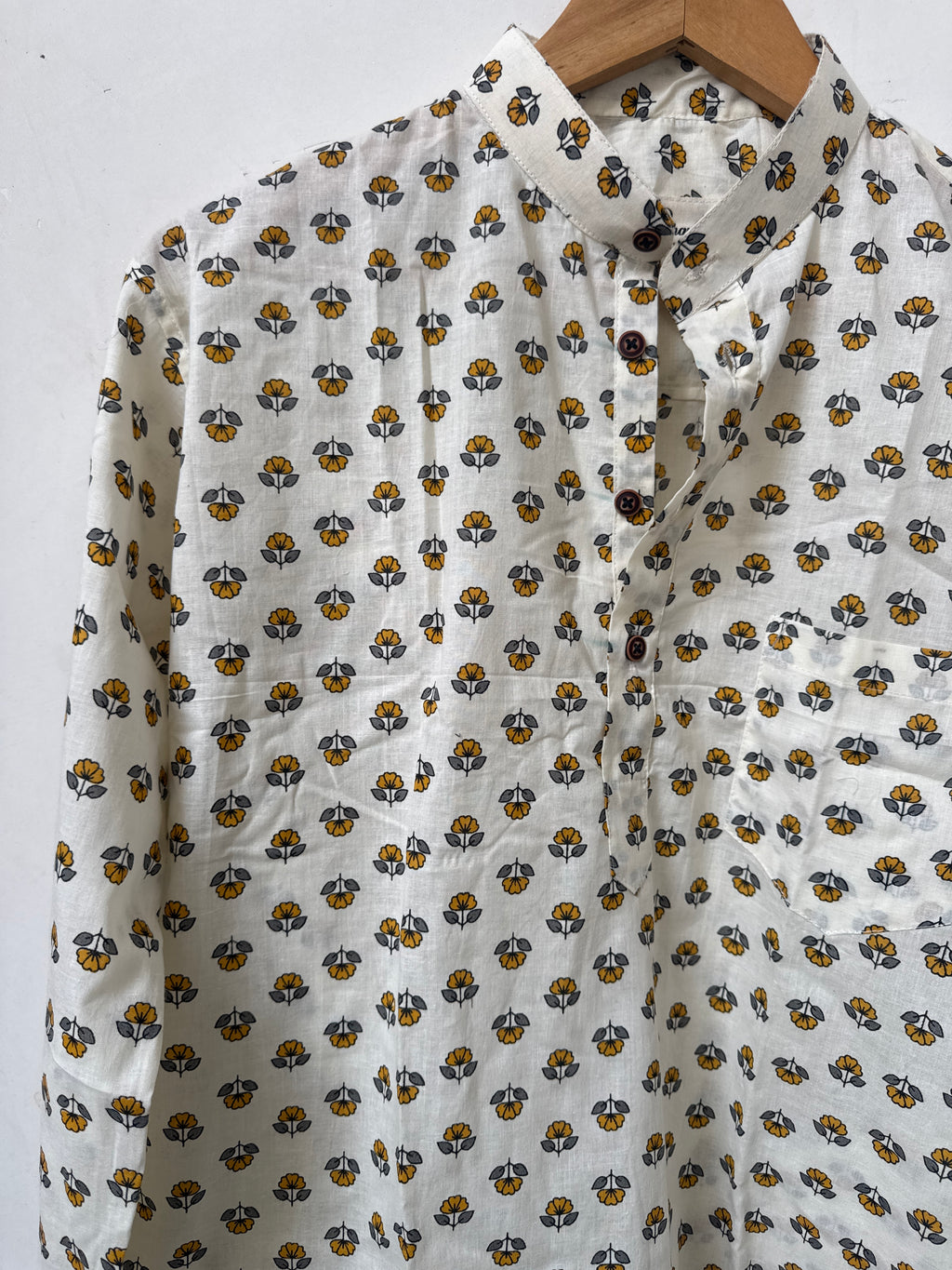Saffron Bloom | Premium Short Cotton Kurta for Men