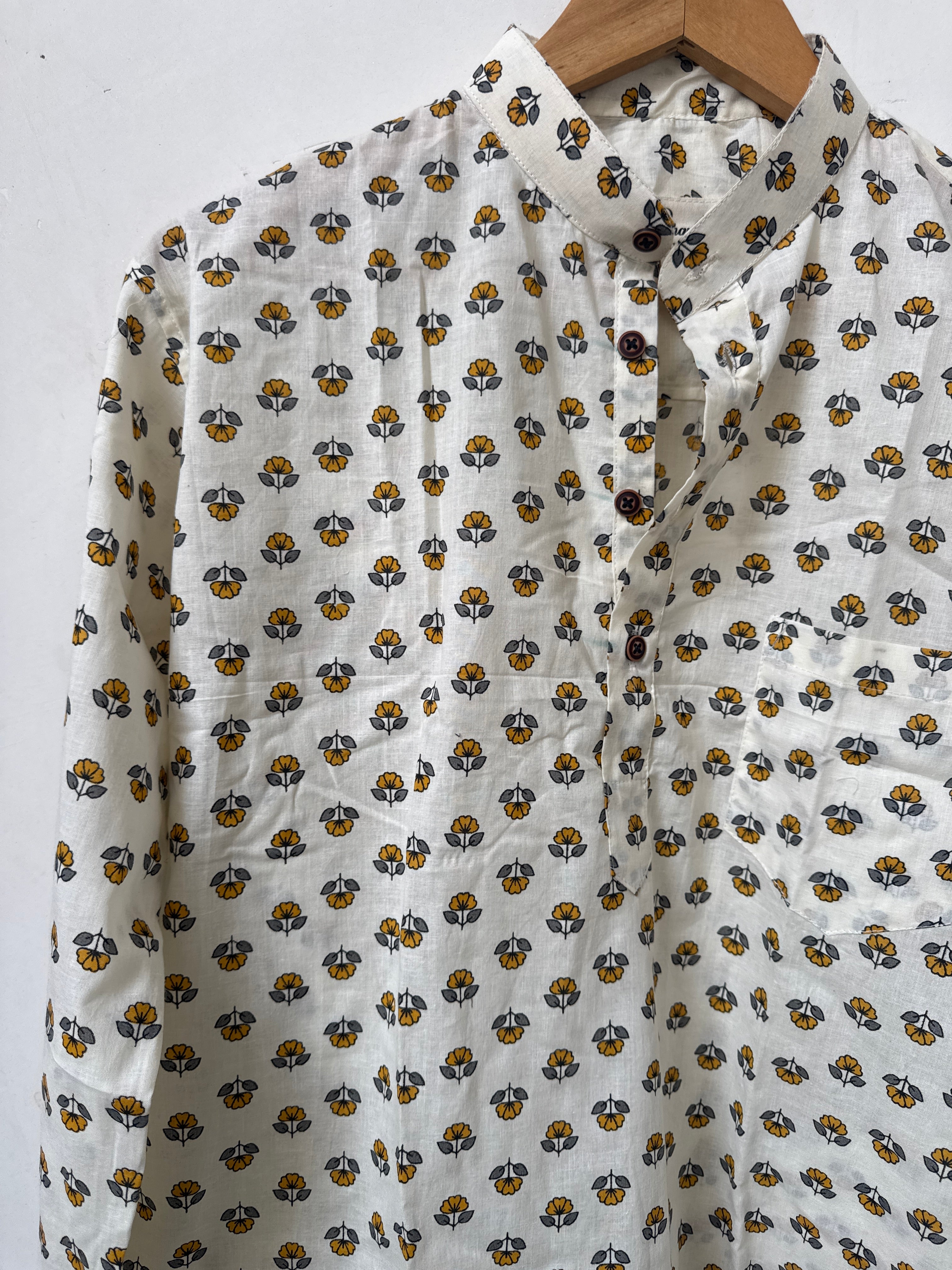 Saffron Bloom | Premium Short Cotton Kurta for Men