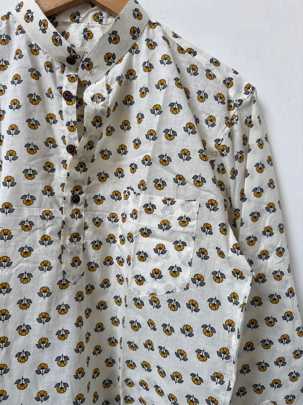 Saffron Bloom | Premium Short Cotton Kurta for Men