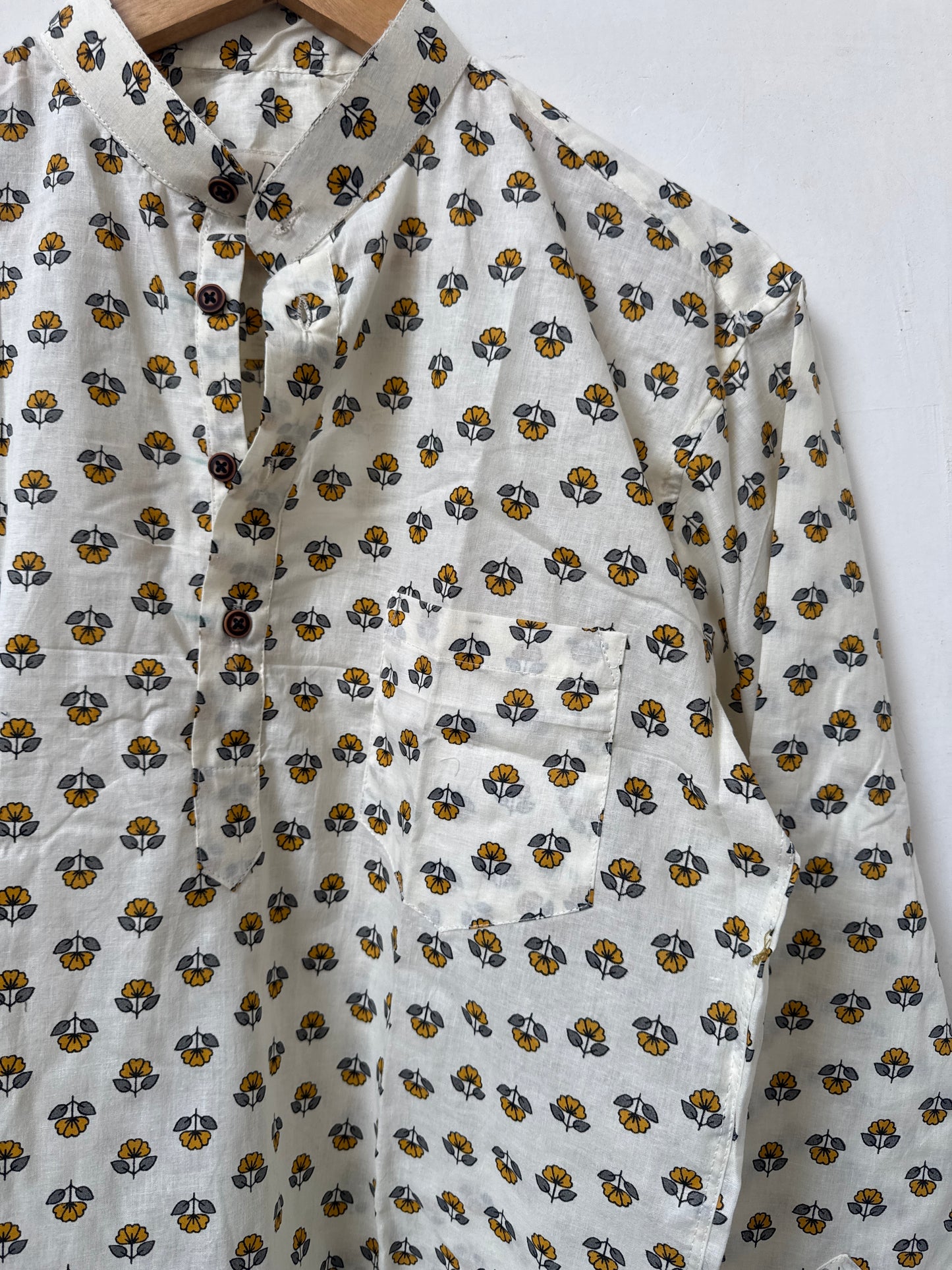Saffron Bloom | Premium Short Cotton Kurta for Men