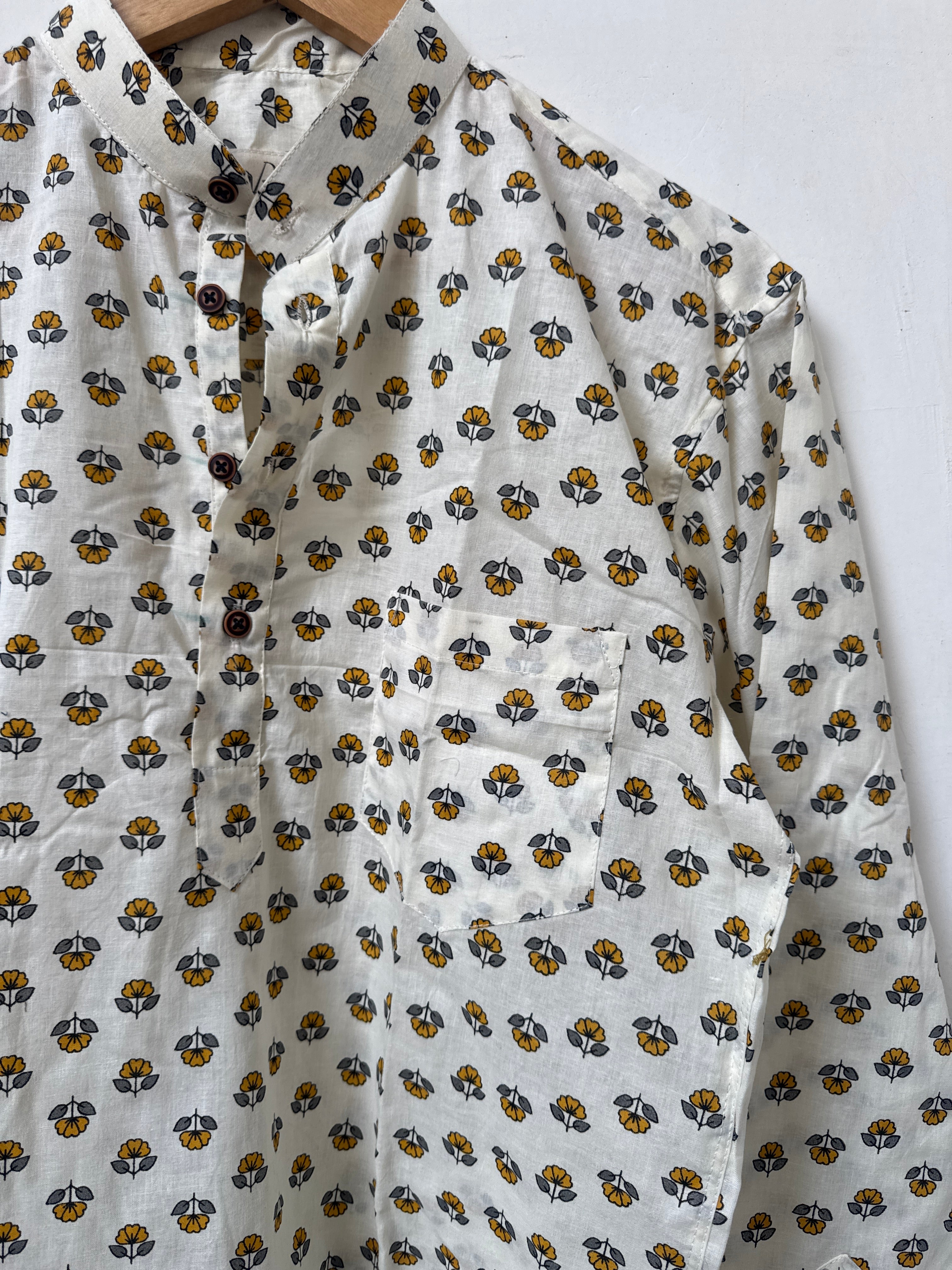 Saffron Bloom | Premium Short Cotton Kurta for Men