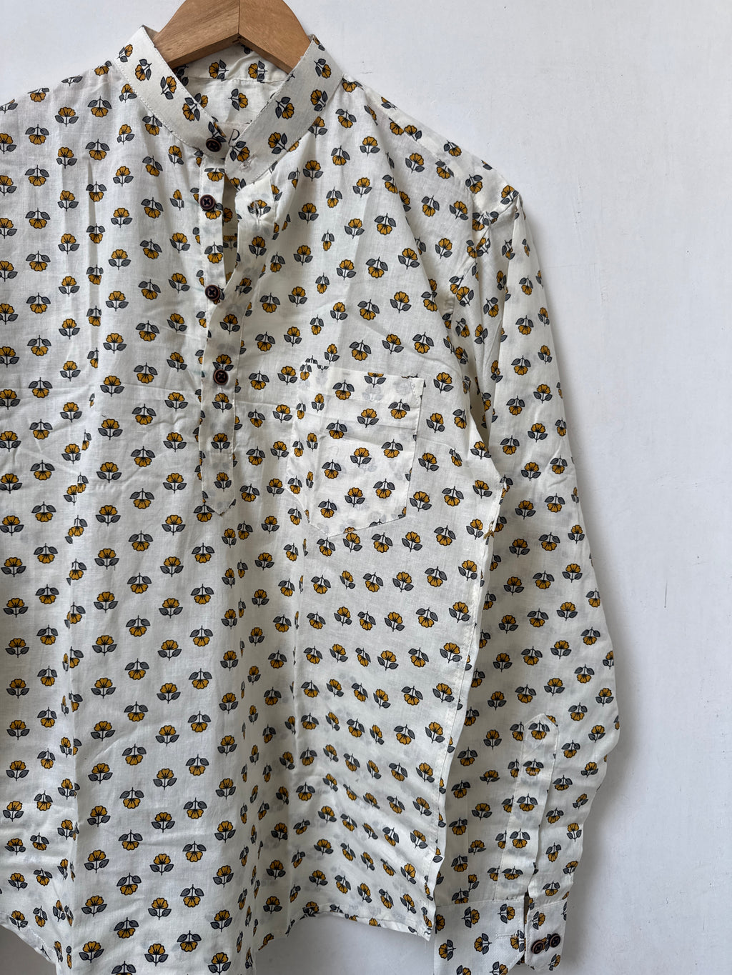 Saffron Bloom | Premium Short Cotton Kurta for Men