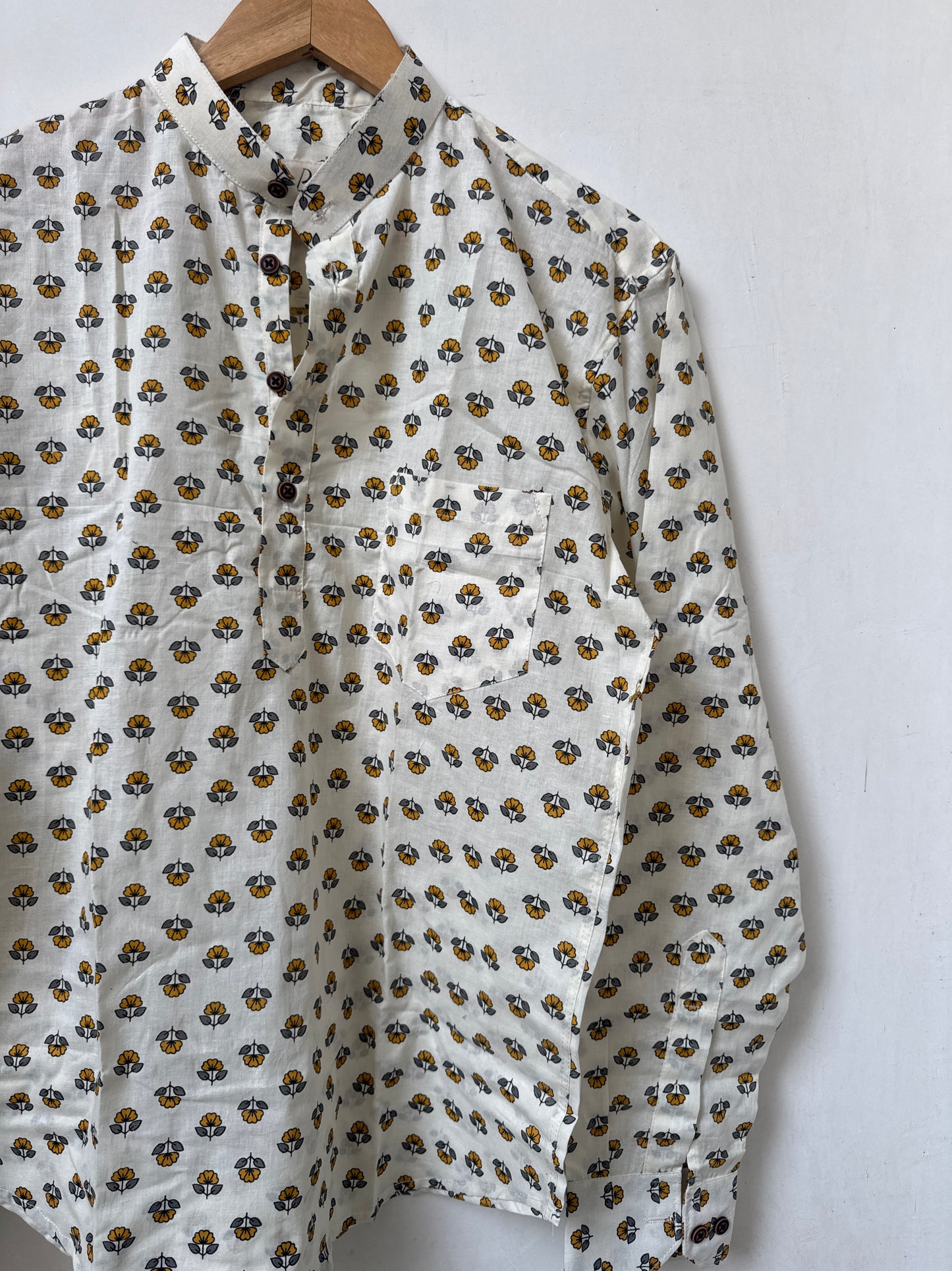 Saffron Bloom | Premium Short Cotton Kurta for Men