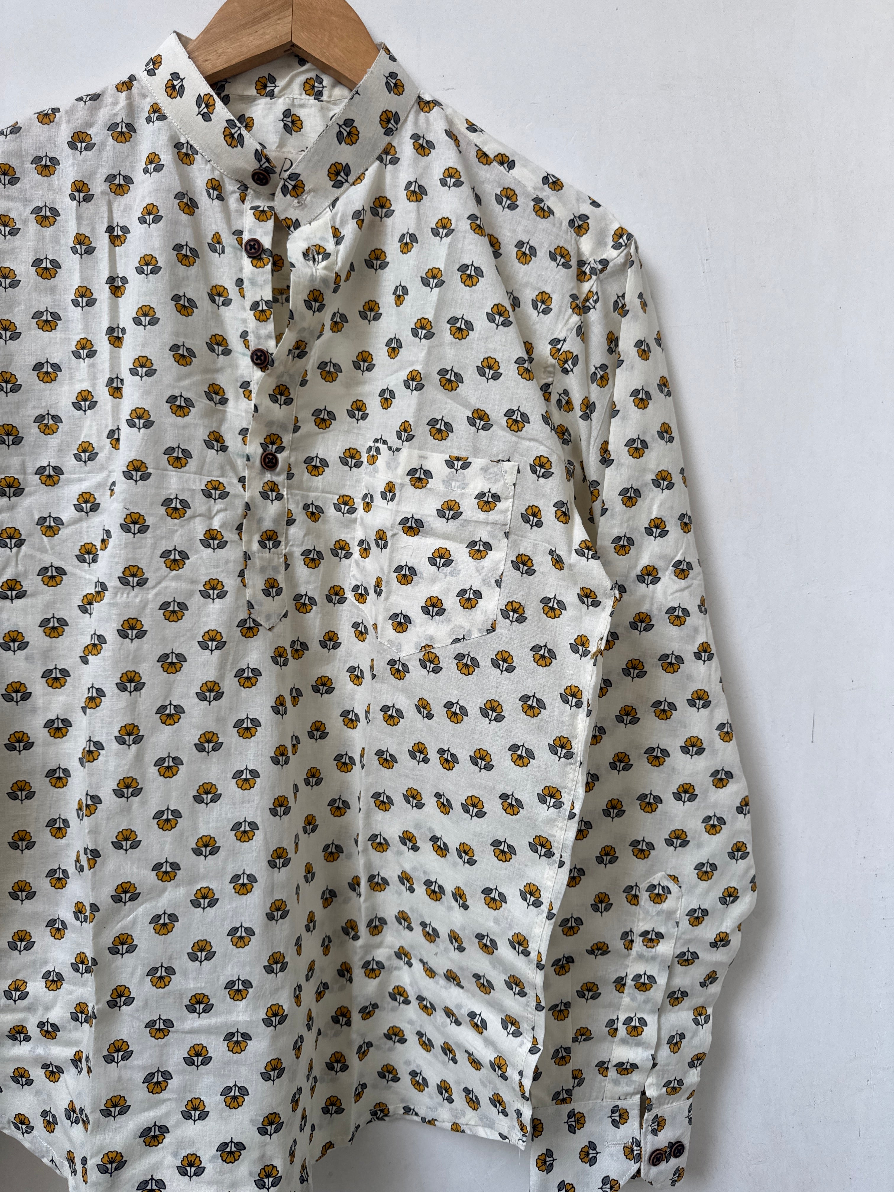 Saffron Bloom | Premium Short Cotton Kurta for Men
