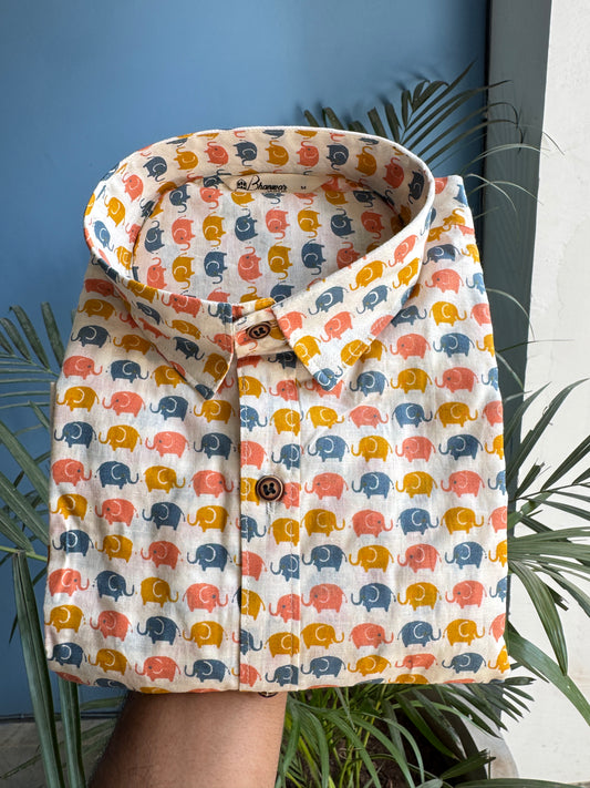 Calf | Men's Cotton Printed Shirt
